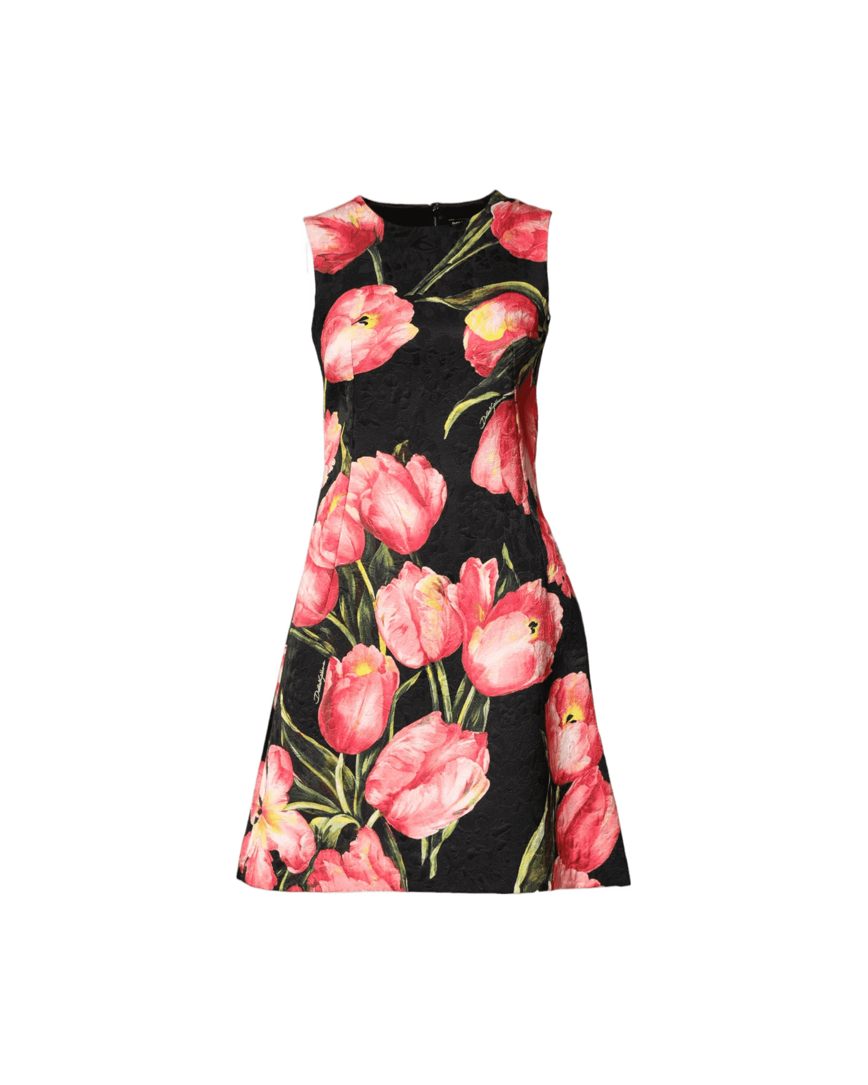 Dolce & Gabbana Black Floral Print Viscose A Line Mini Dress Dresses