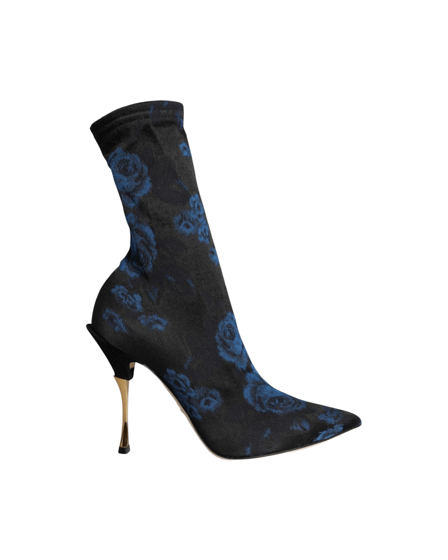 Dolce & Gabbana Black Floral Stretch Mid Calf Boots Shoes Glam Steals