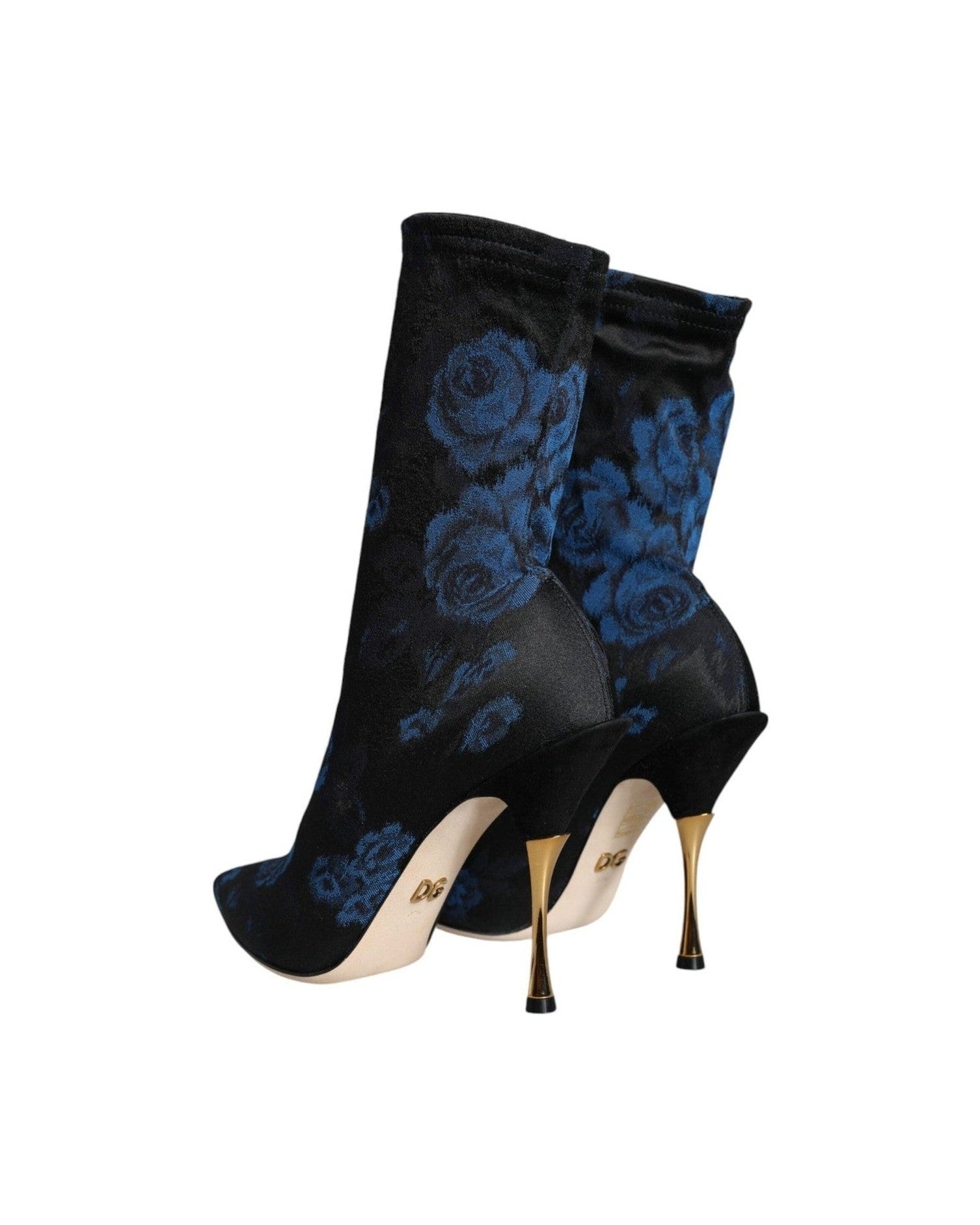 Dolce & Gabbana Black Floral Stretch Mid Calf Boots Shoes Glam Steals