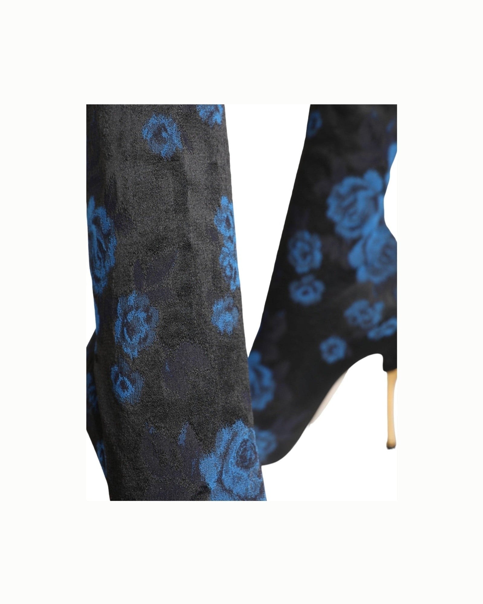 Dolce & Gabbana Black Floral Stretch Mid Calf Boots Shoes Glam Steals