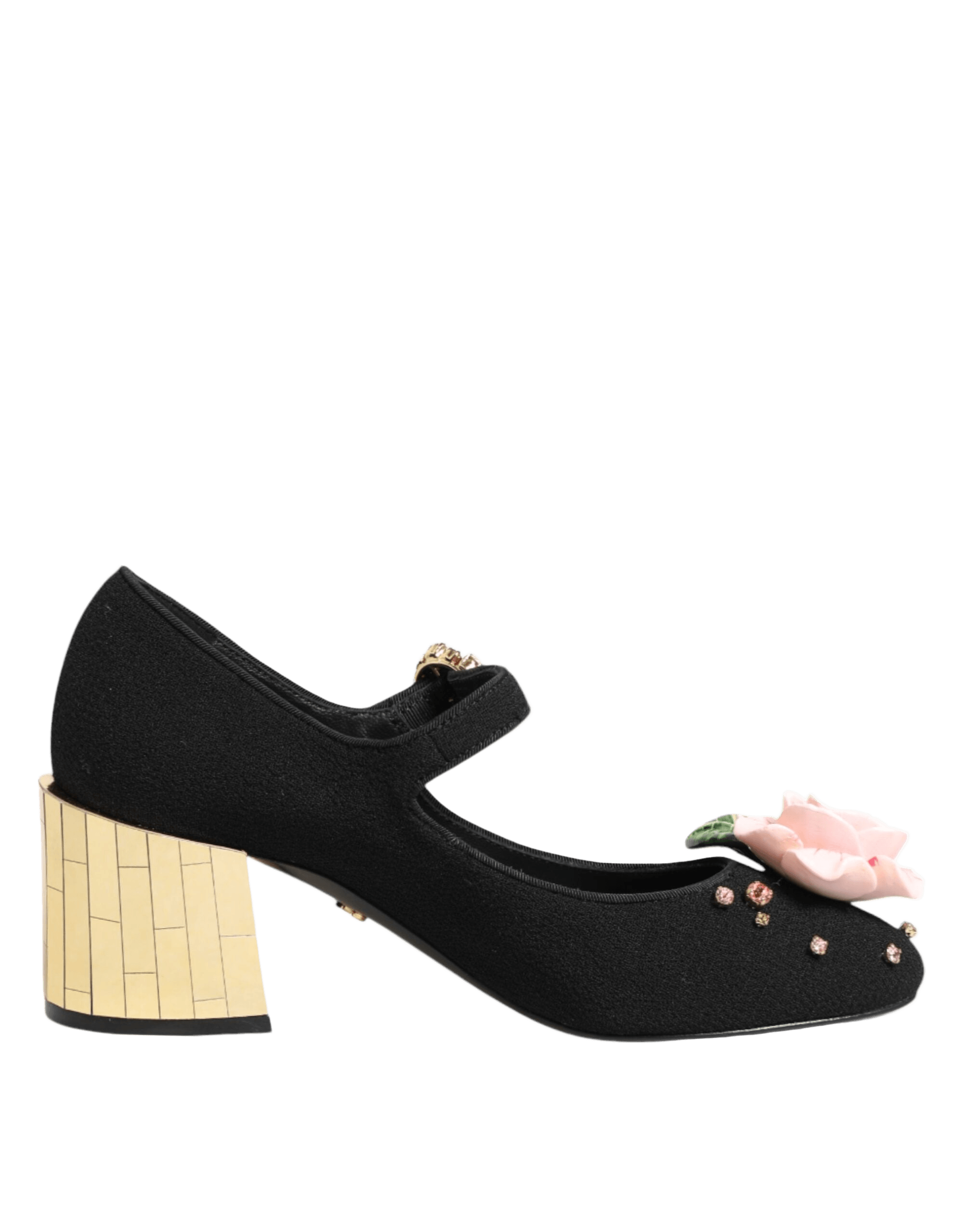 Dolce & Gabbana Black Flower Crystal Embellished Mary Jane Shoes Glam Steals