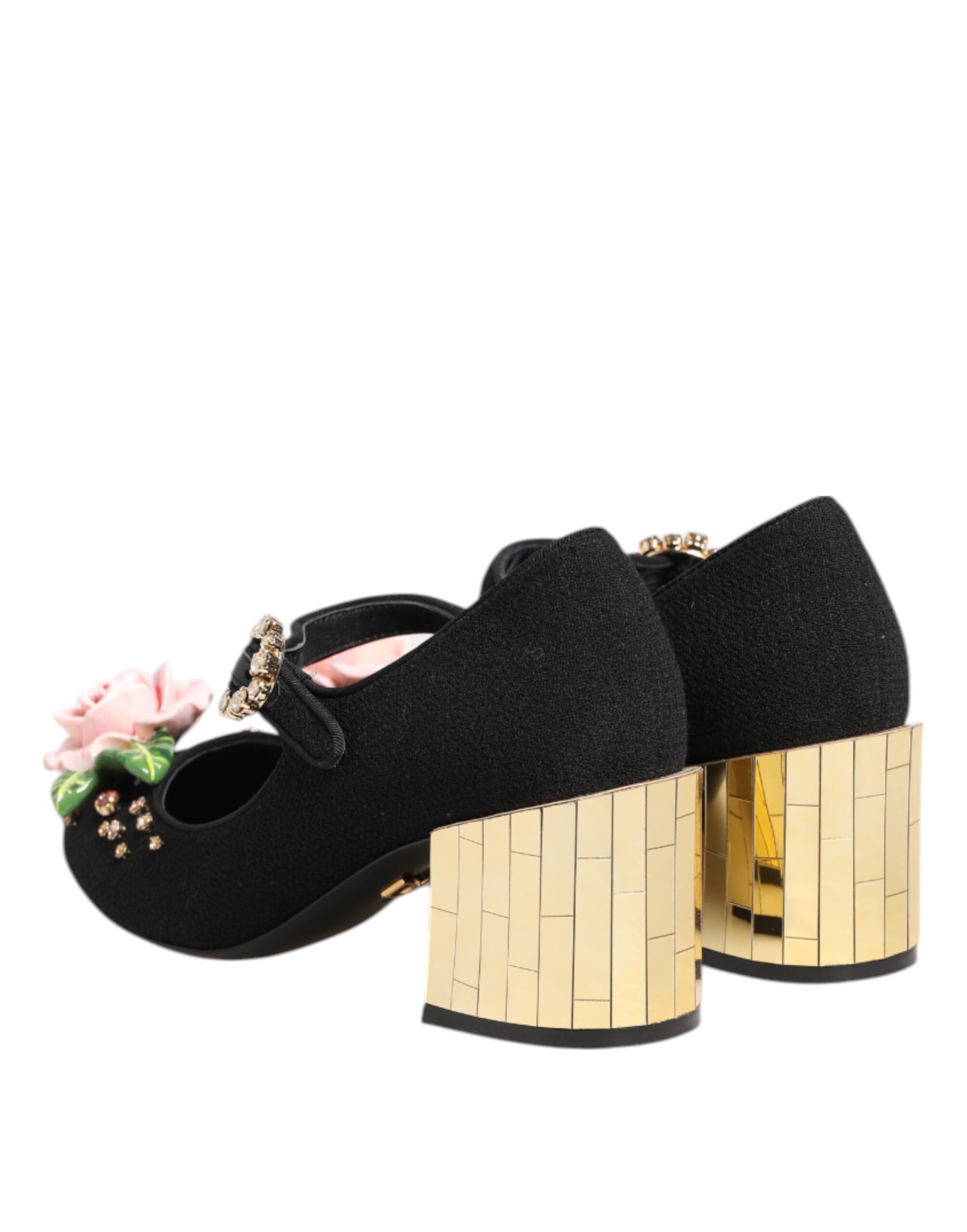 Dolce & Gabbana Black Flower Crystal Embellished Mary Jane Shoes Glam Steals