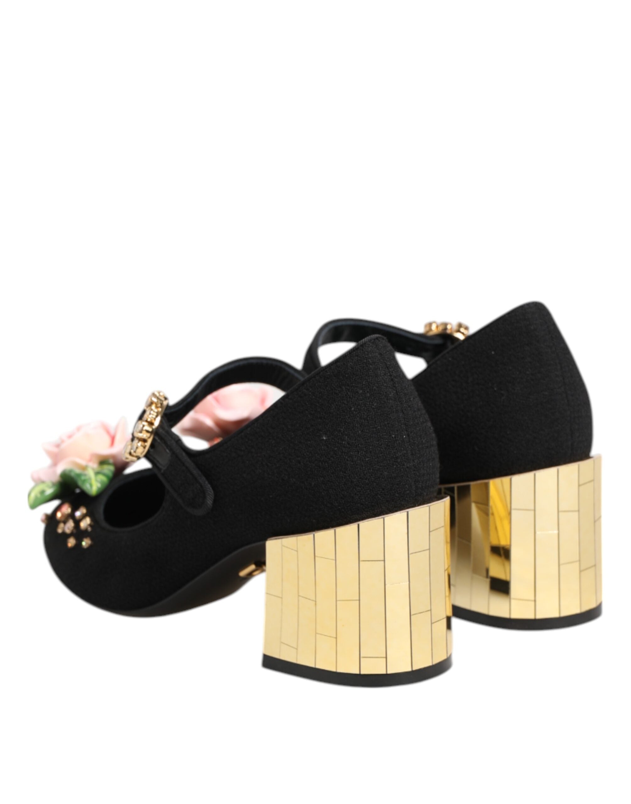 Dolce & Gabbana Black Flower Crystal Embellished Mary Jane Shoes Glam Steals