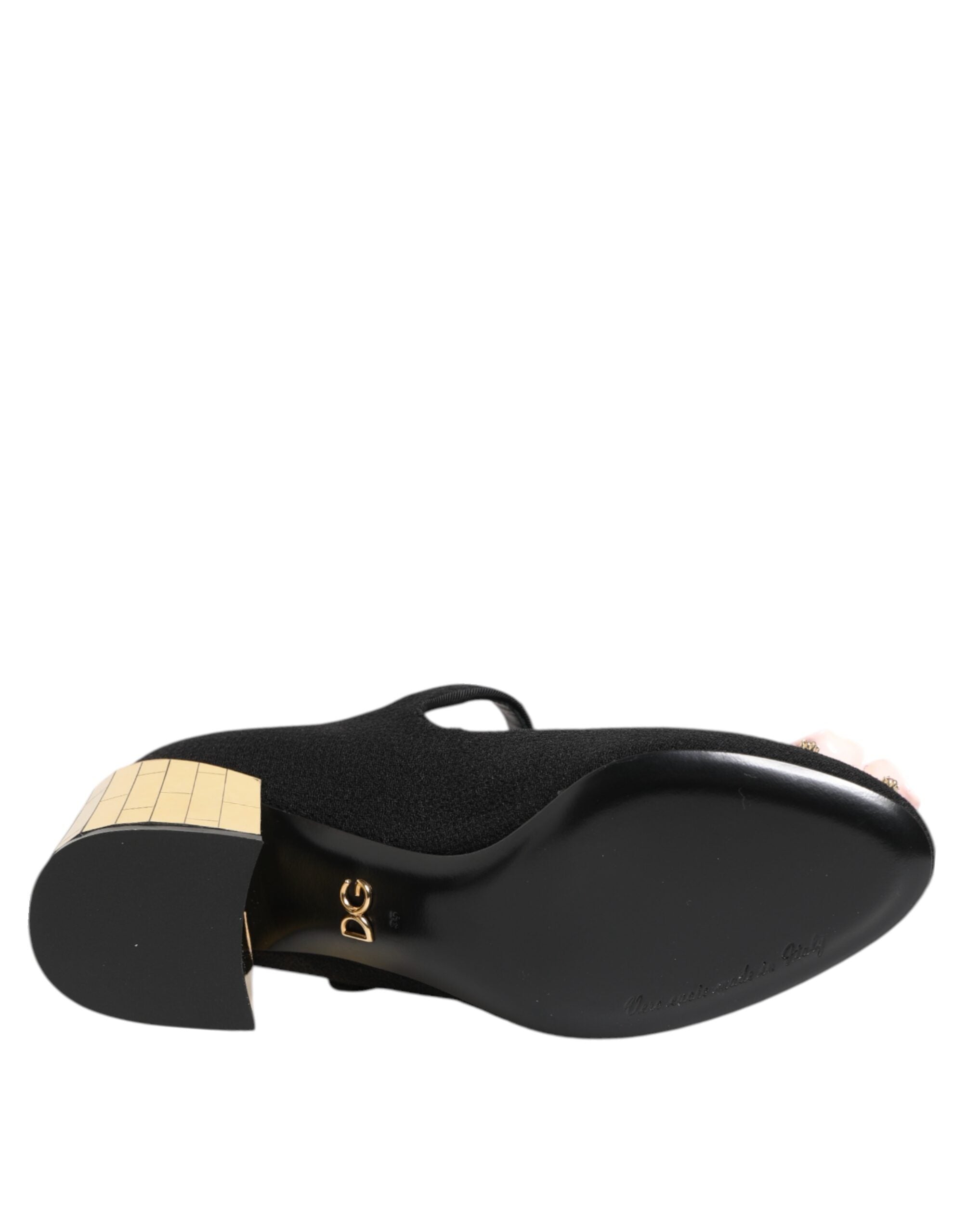 Dolce & Gabbana Black Flower Crystal Embellished Mary Jane Shoes Glam Steals