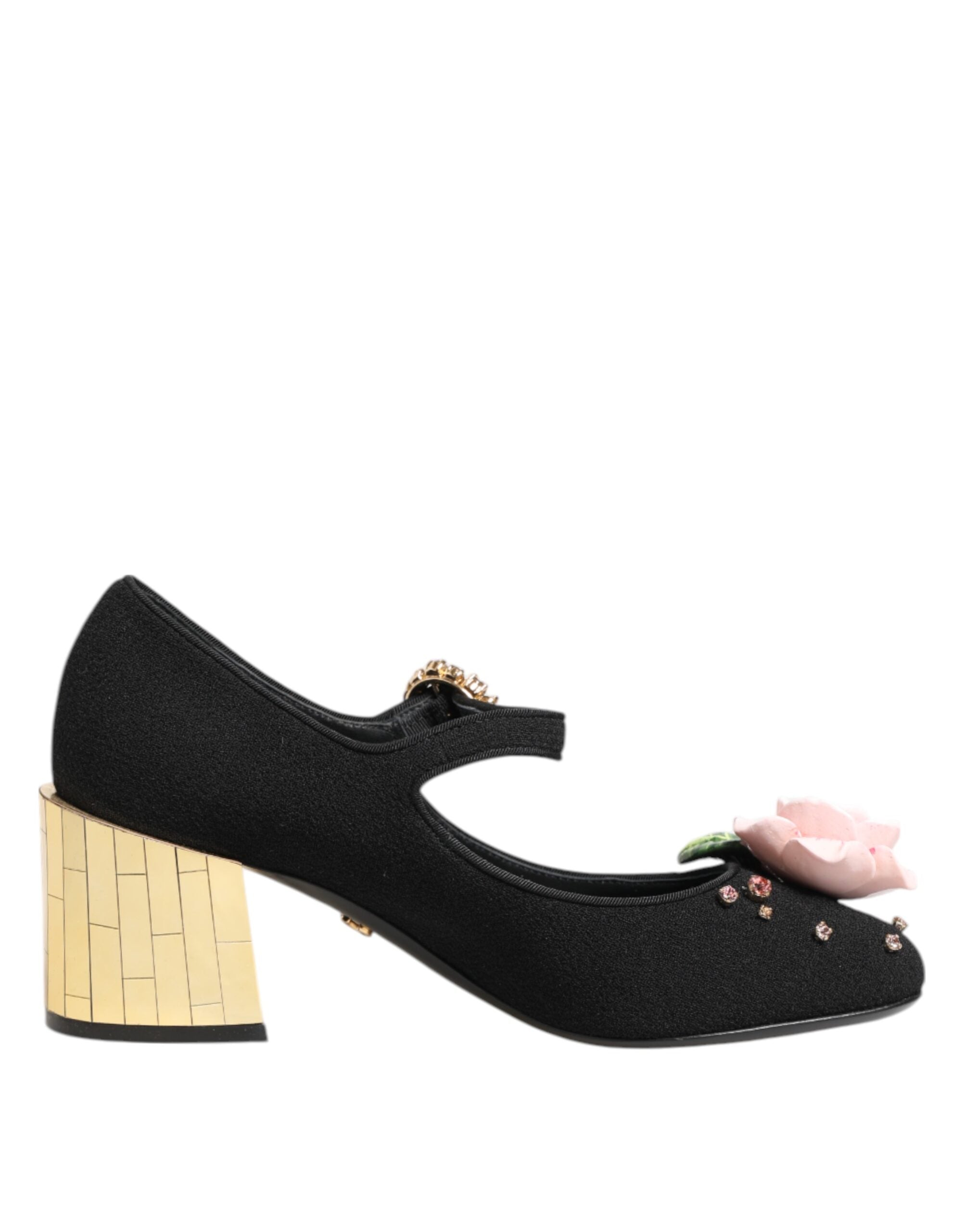 Dolce & Gabbana Black Flower Crystal Embellished Mary Jane Shoes Glam Steals