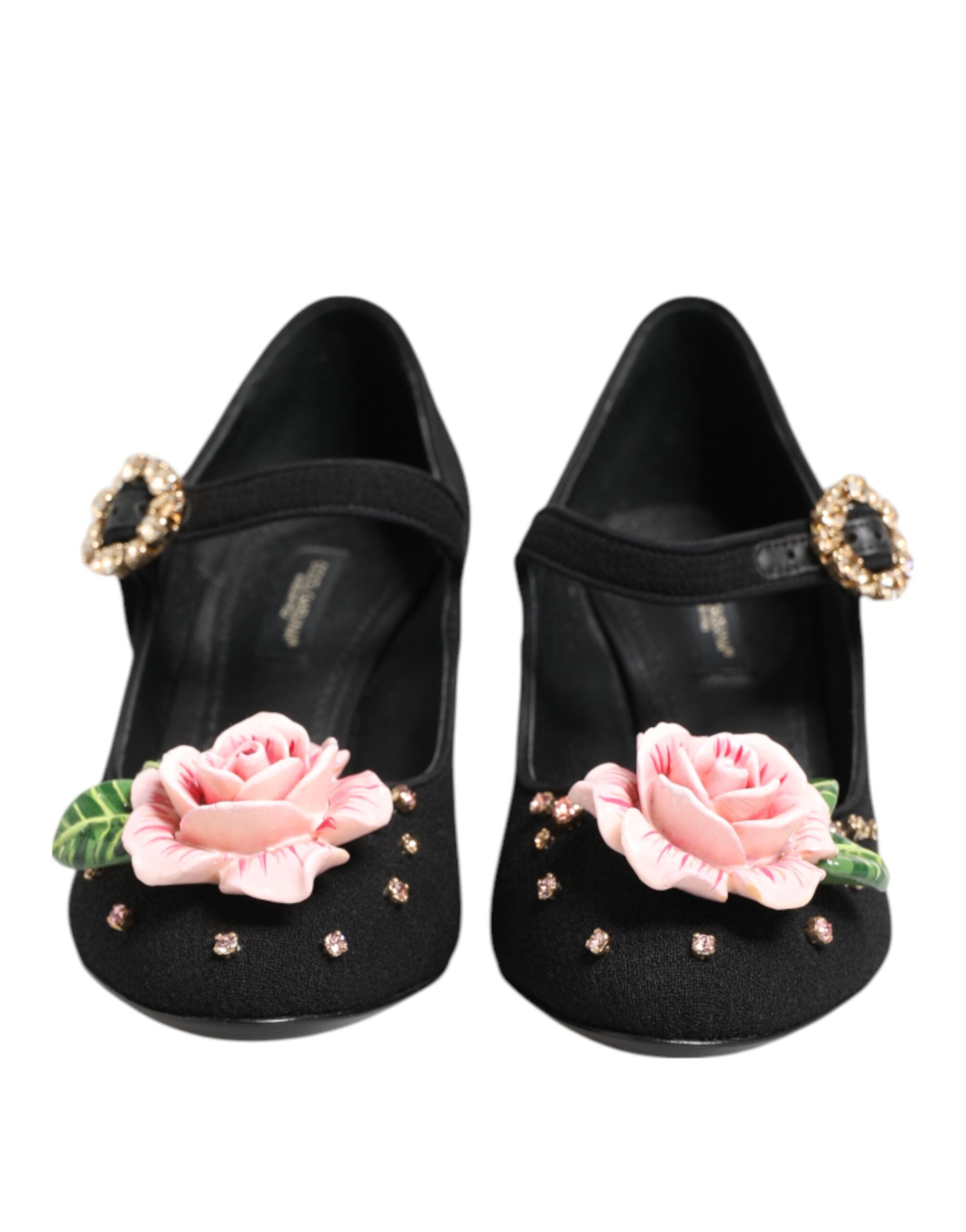 Dolce & Gabbana Black Flower Crystal Embellished Mary Jane Shoes Glam Steals