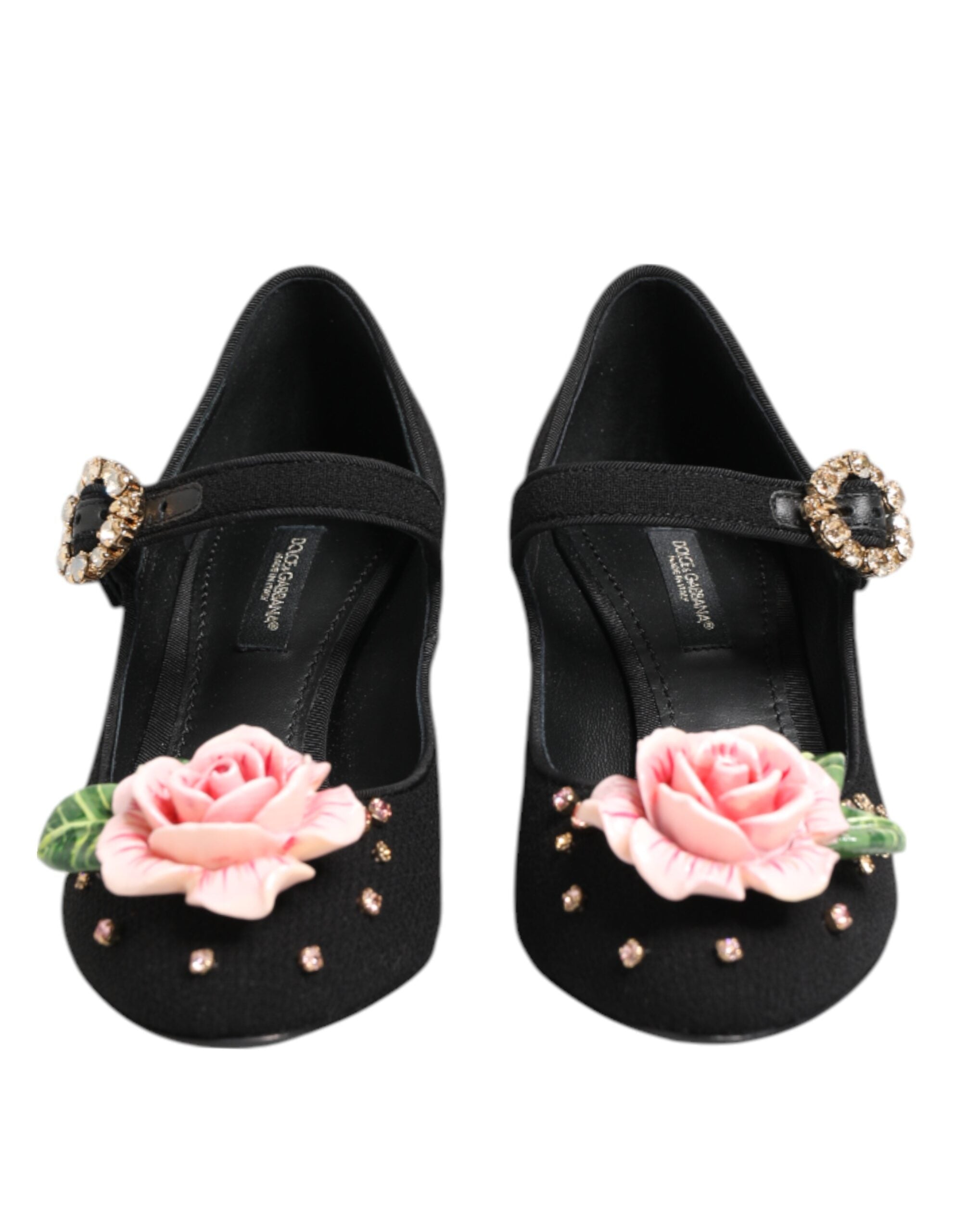 Dolce & Gabbana Black Flower Crystal Embellished Mary Jane Shoes Glam Steals