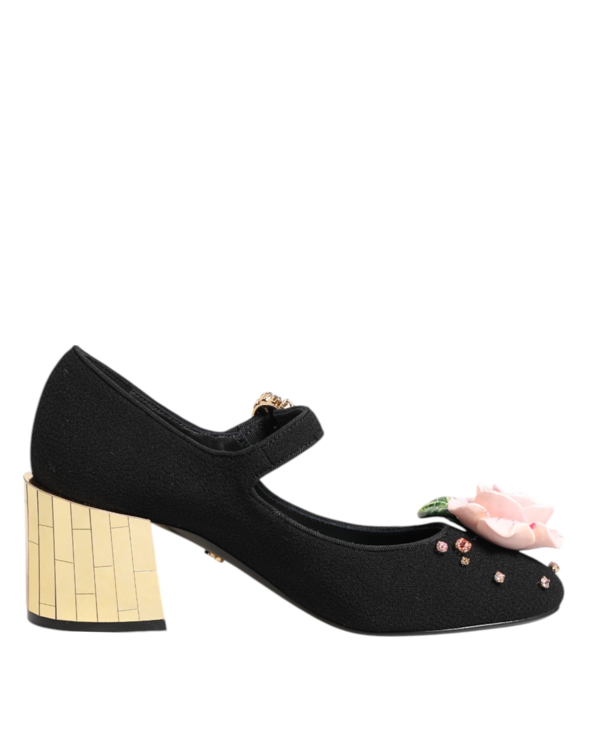Dolce & Gabbana Black Flower Crystal Embellished Mary Jane Shoes Glam Steals