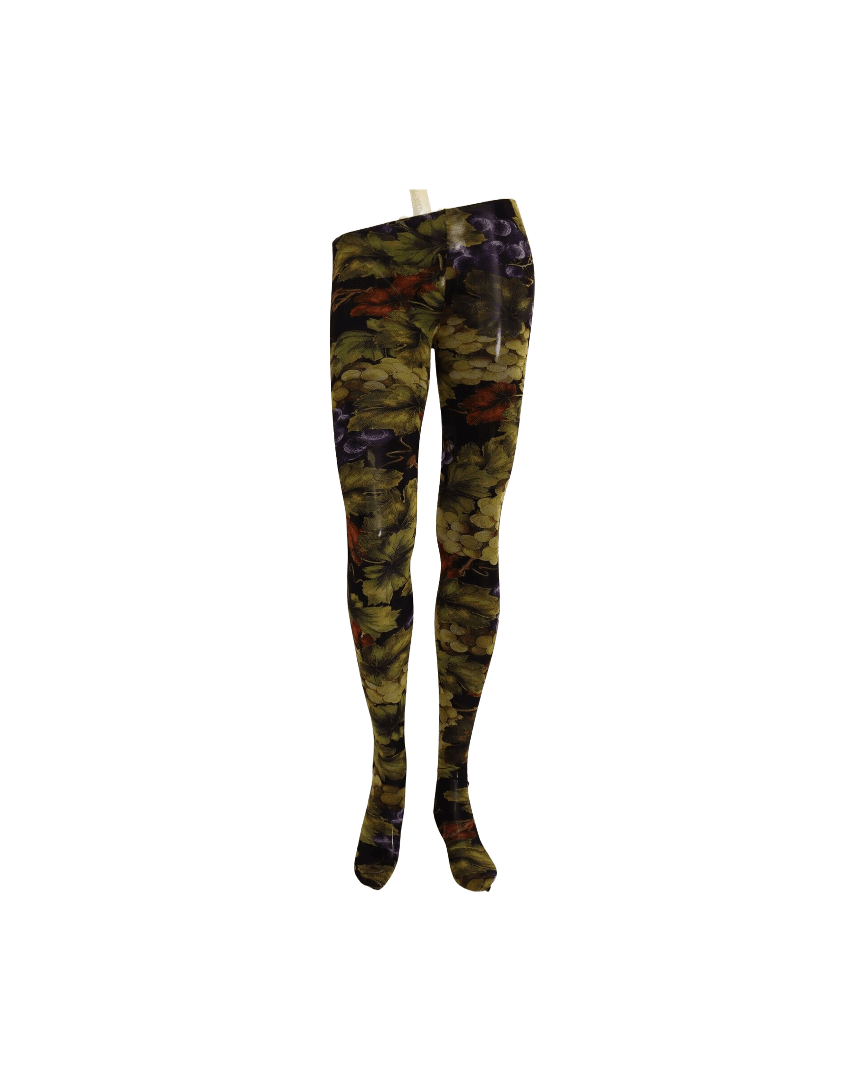 Dolce & Gabbana Black Grapes Print Stockings Tights Leggings