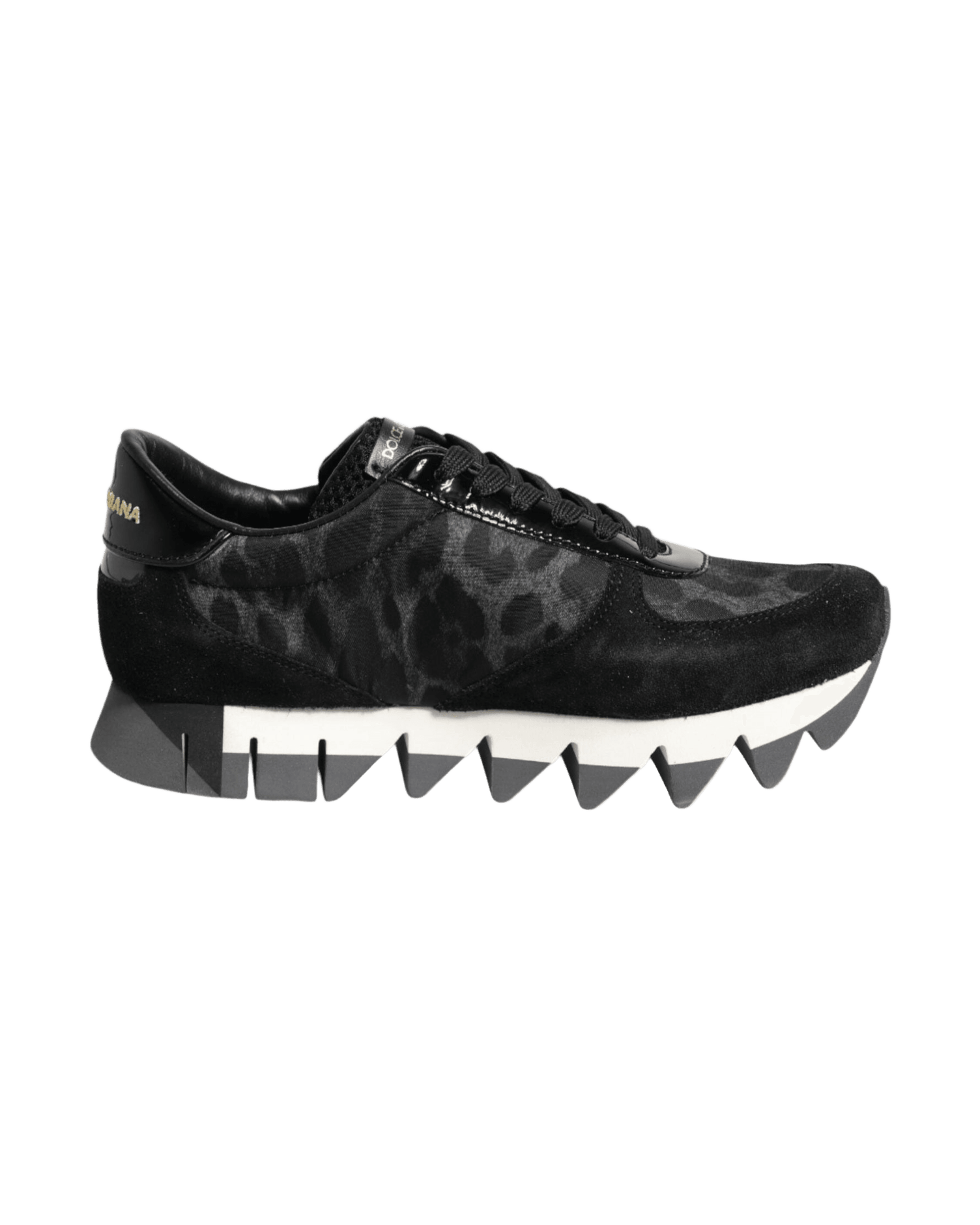 Dolce & Gabbana Black Gray Leopard Low Top Sneakers Shoes Glam Steals