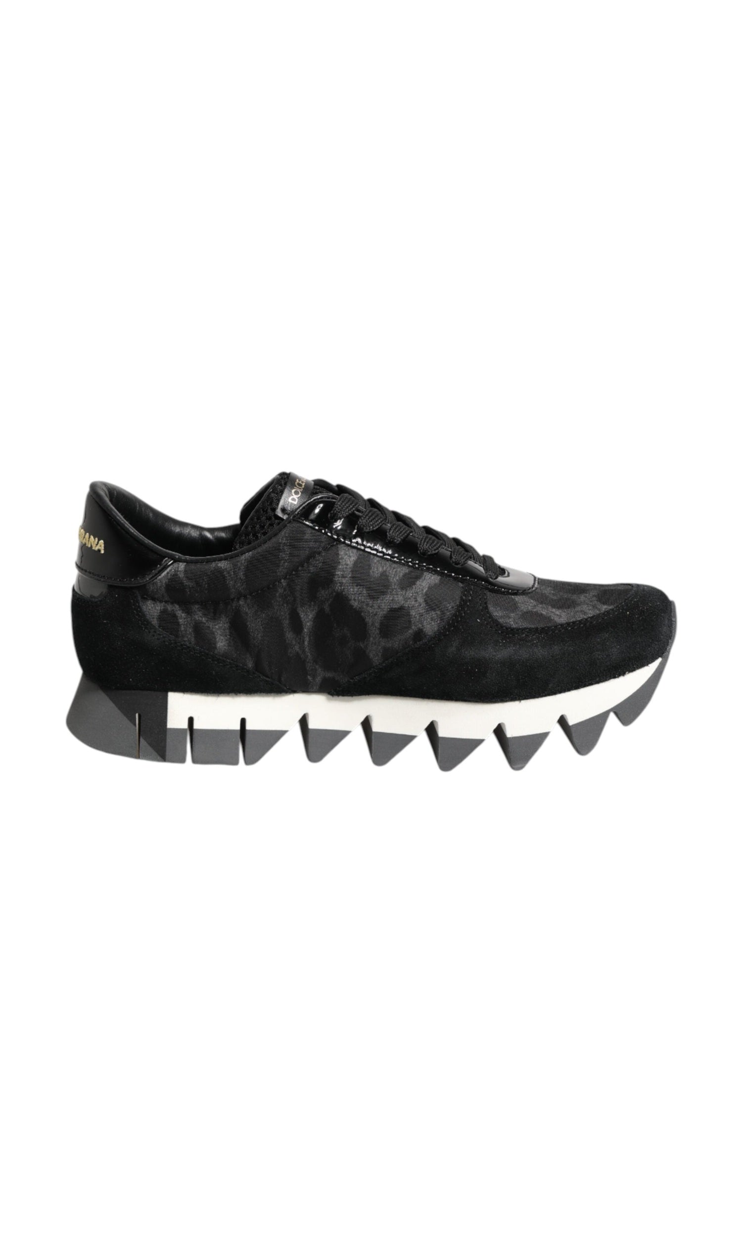 Dolce & Gabbana Black Gray Leopard Low Top Sneakers Shoes Glam Steals