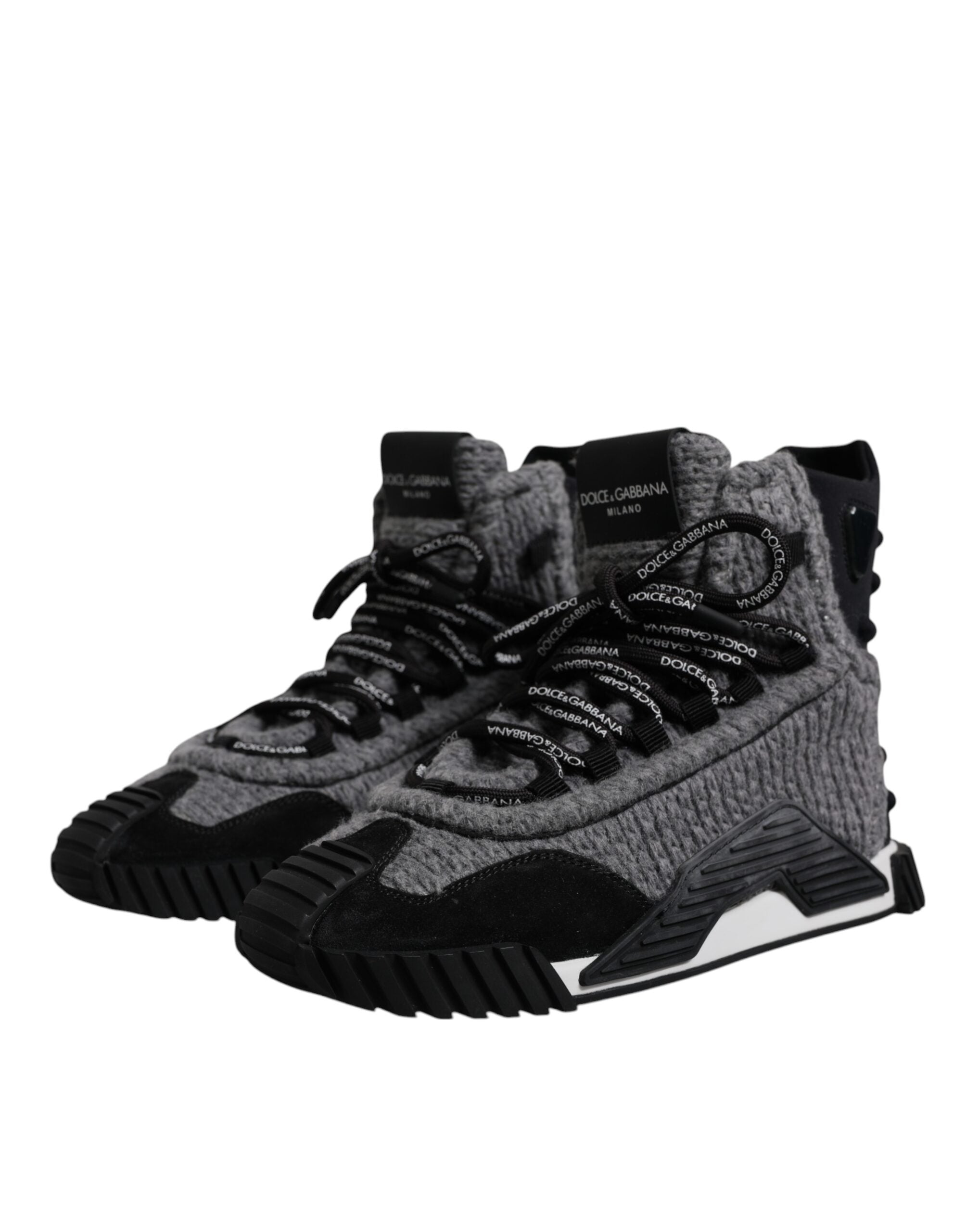 Dolce & Gabbana Black Gray Ns1 High Top Boots Sneakers Shoes Glam Steals