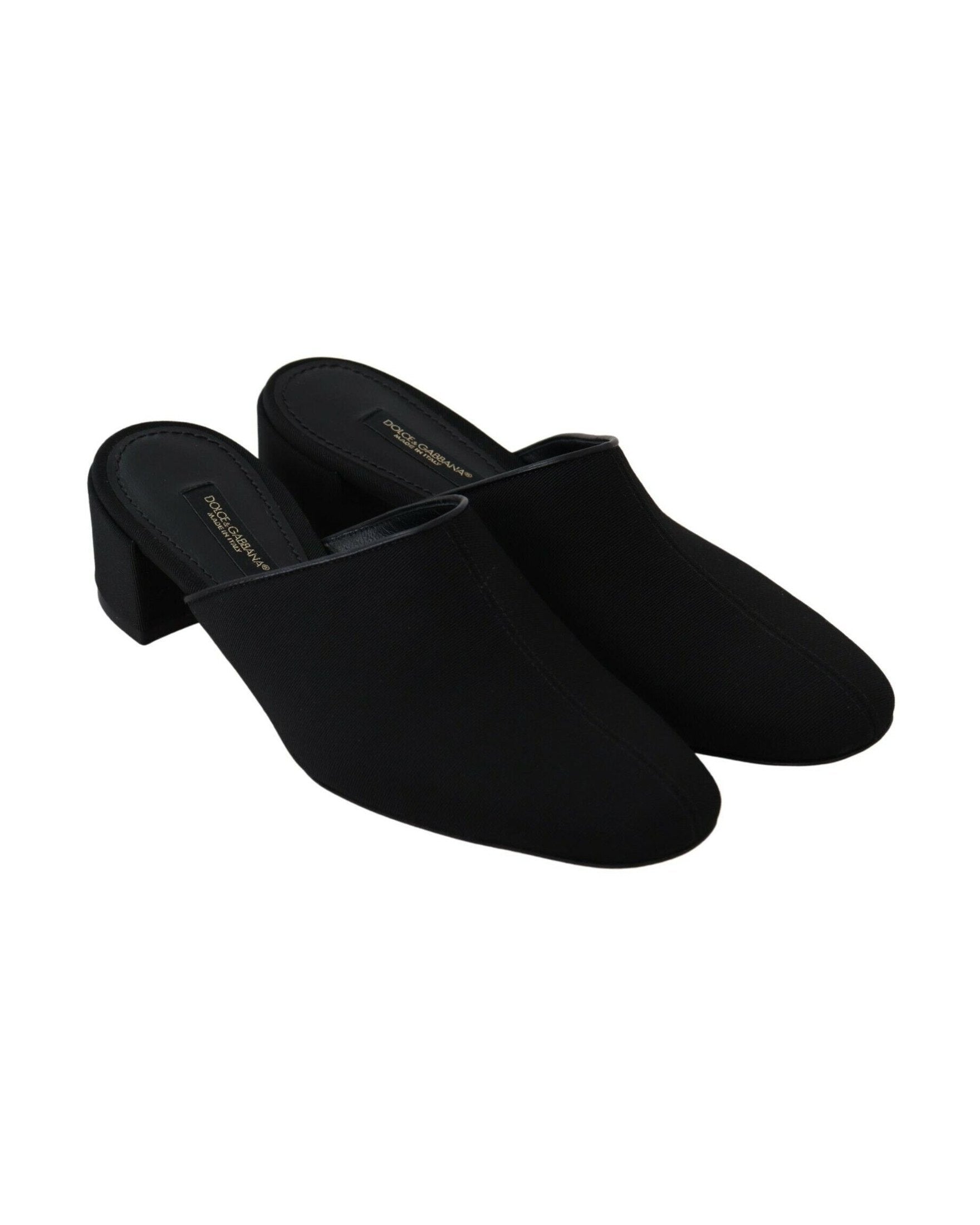 Dolce & Gabbana Black Grosgrain Slides Heels