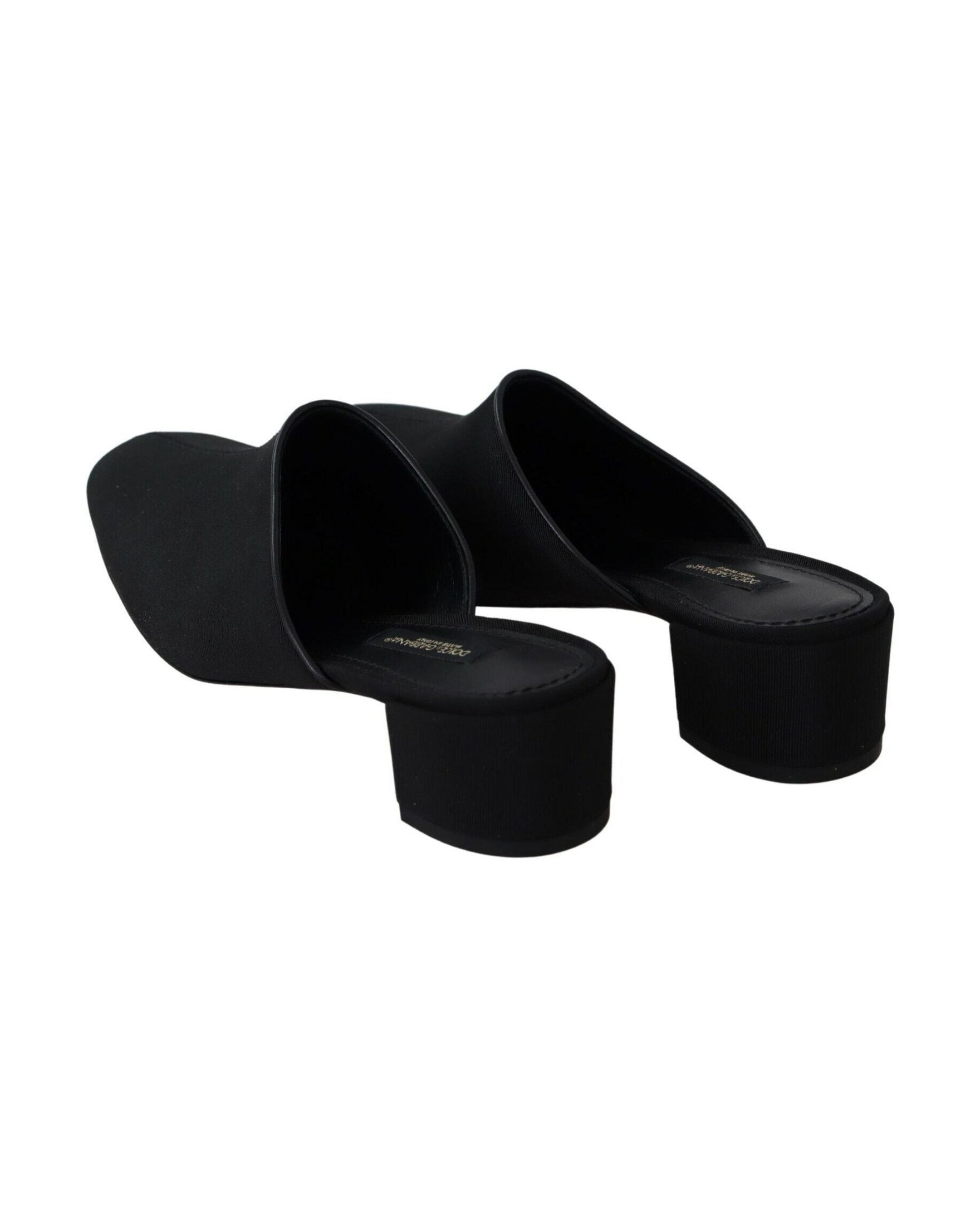 Dolce & Gabbana Black Grosgrain Slides Heels