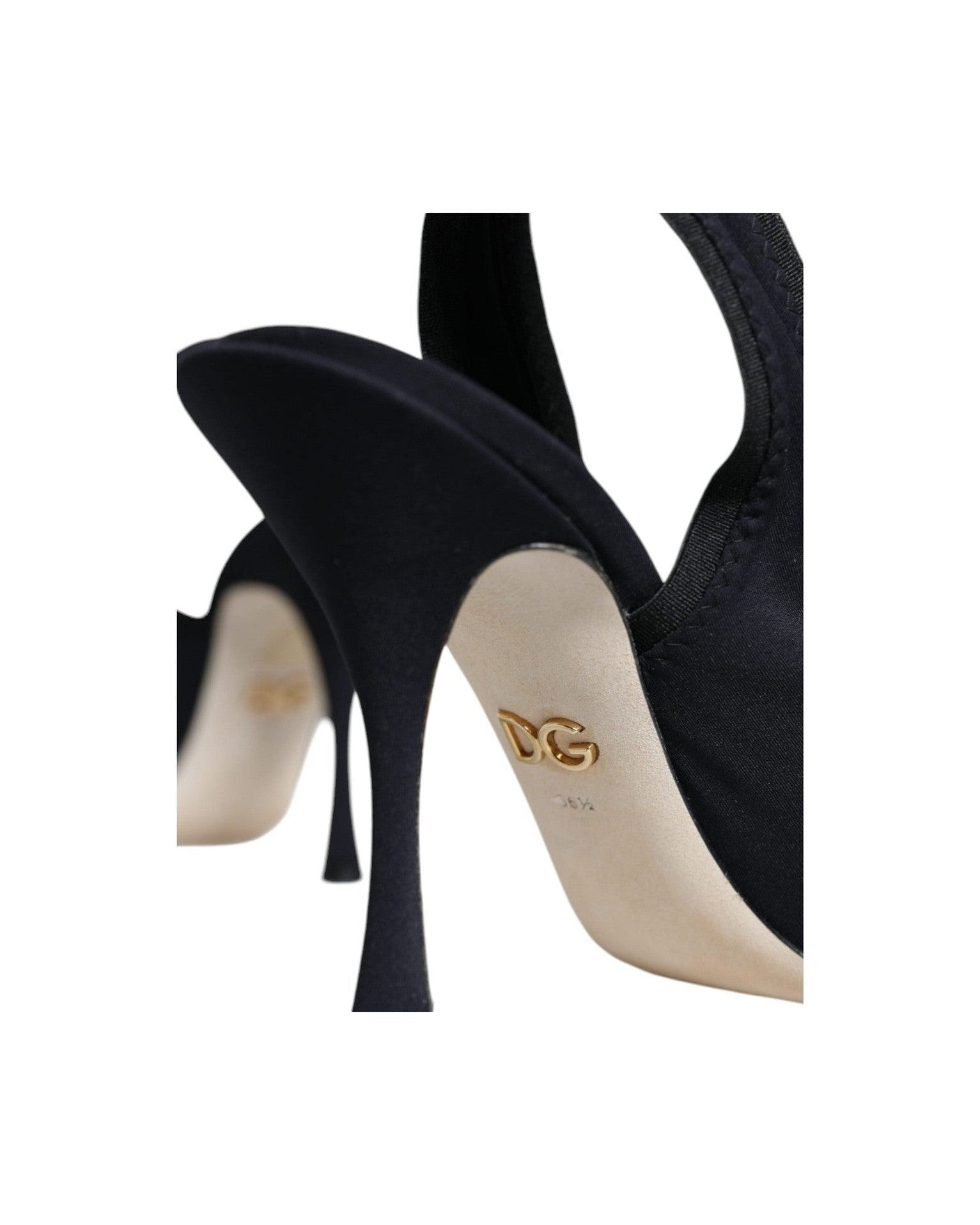 Dolce & Gabbana Black Jersey Stretch Heels Slingback Shoes Glam Steals