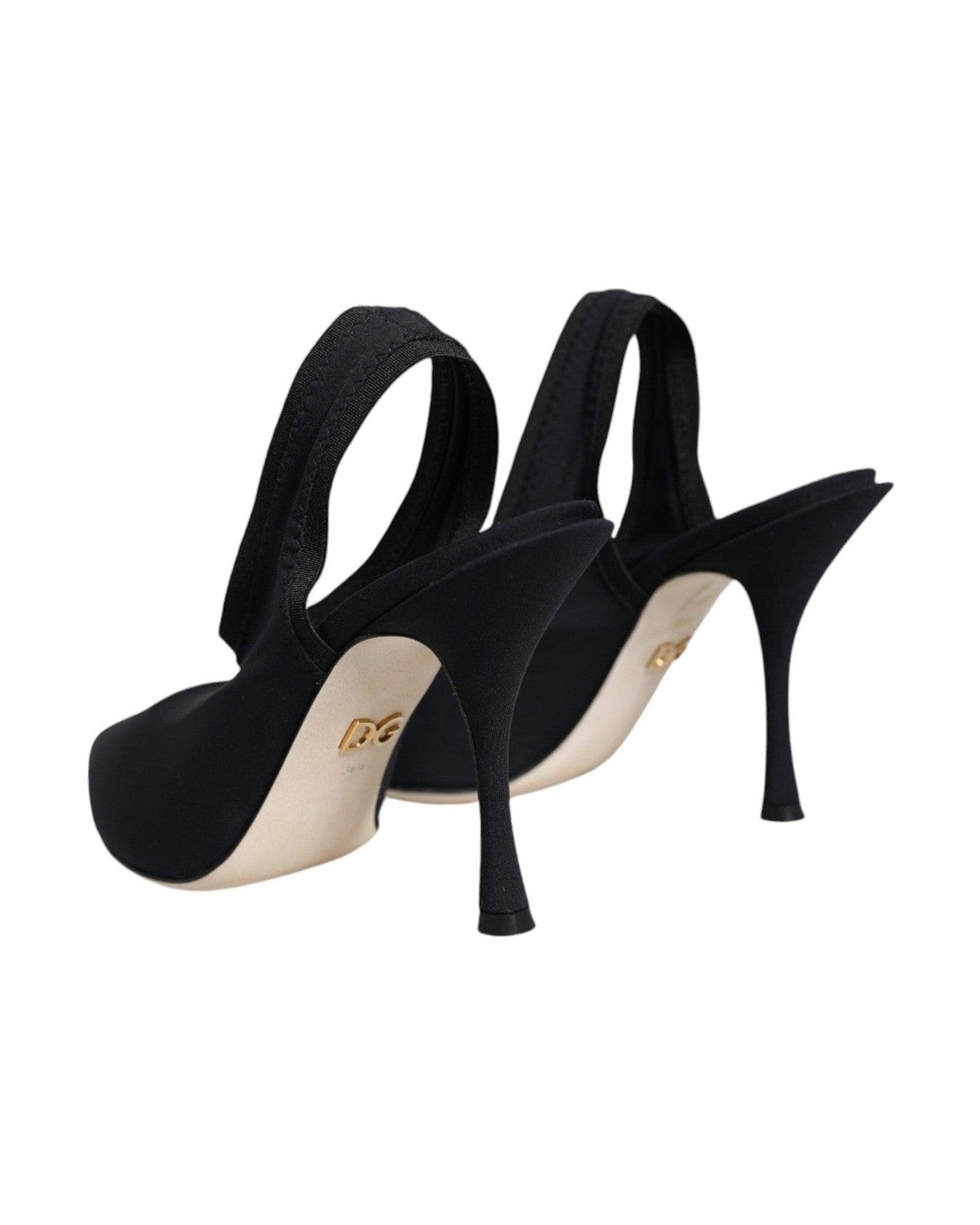 Dolce & Gabbana Black Jersey Stretch Heels Slingback Shoes Glam Steals