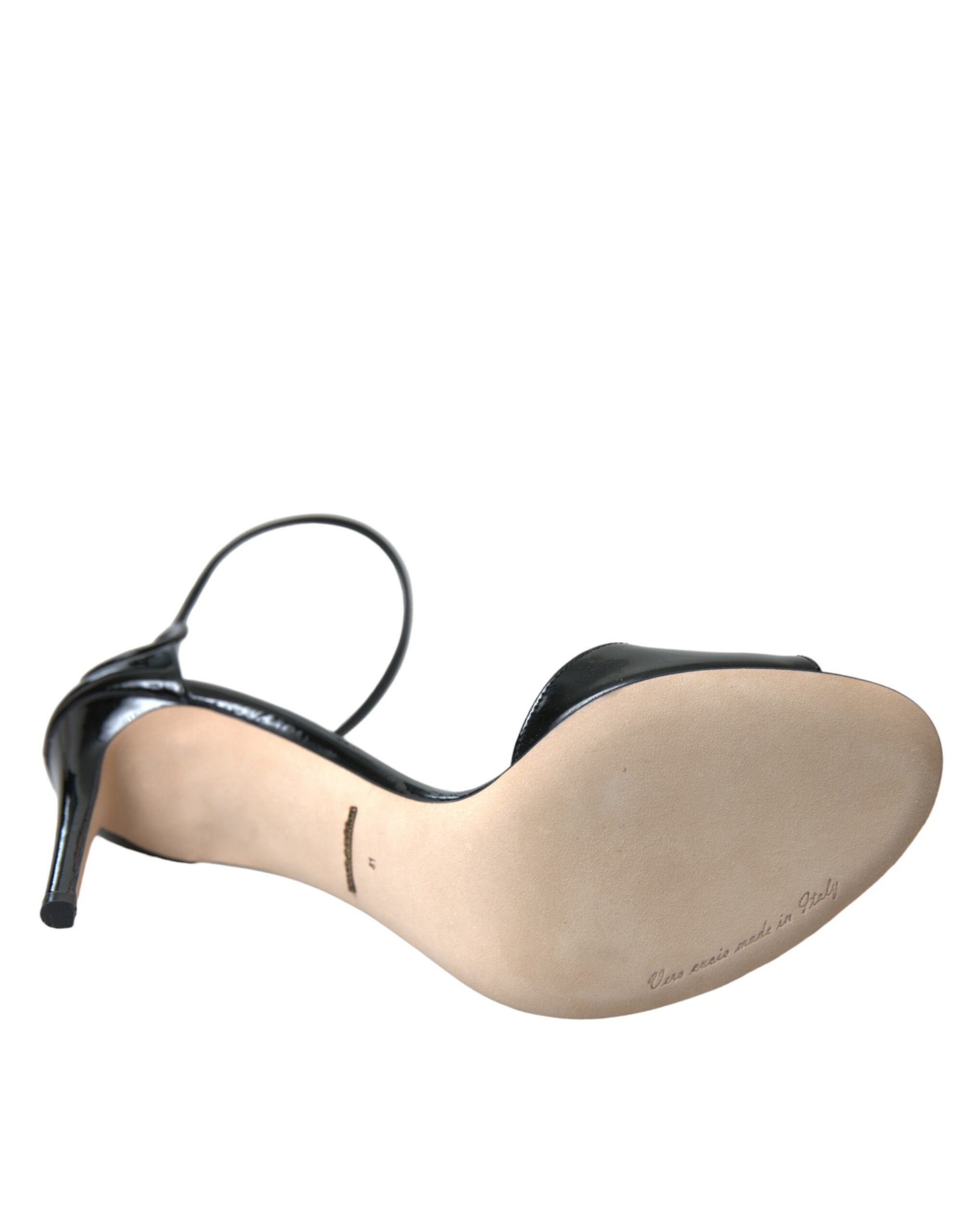 Dolce & Gabbana Black Keira Leather Heels Sandals Shoes Glam Steals