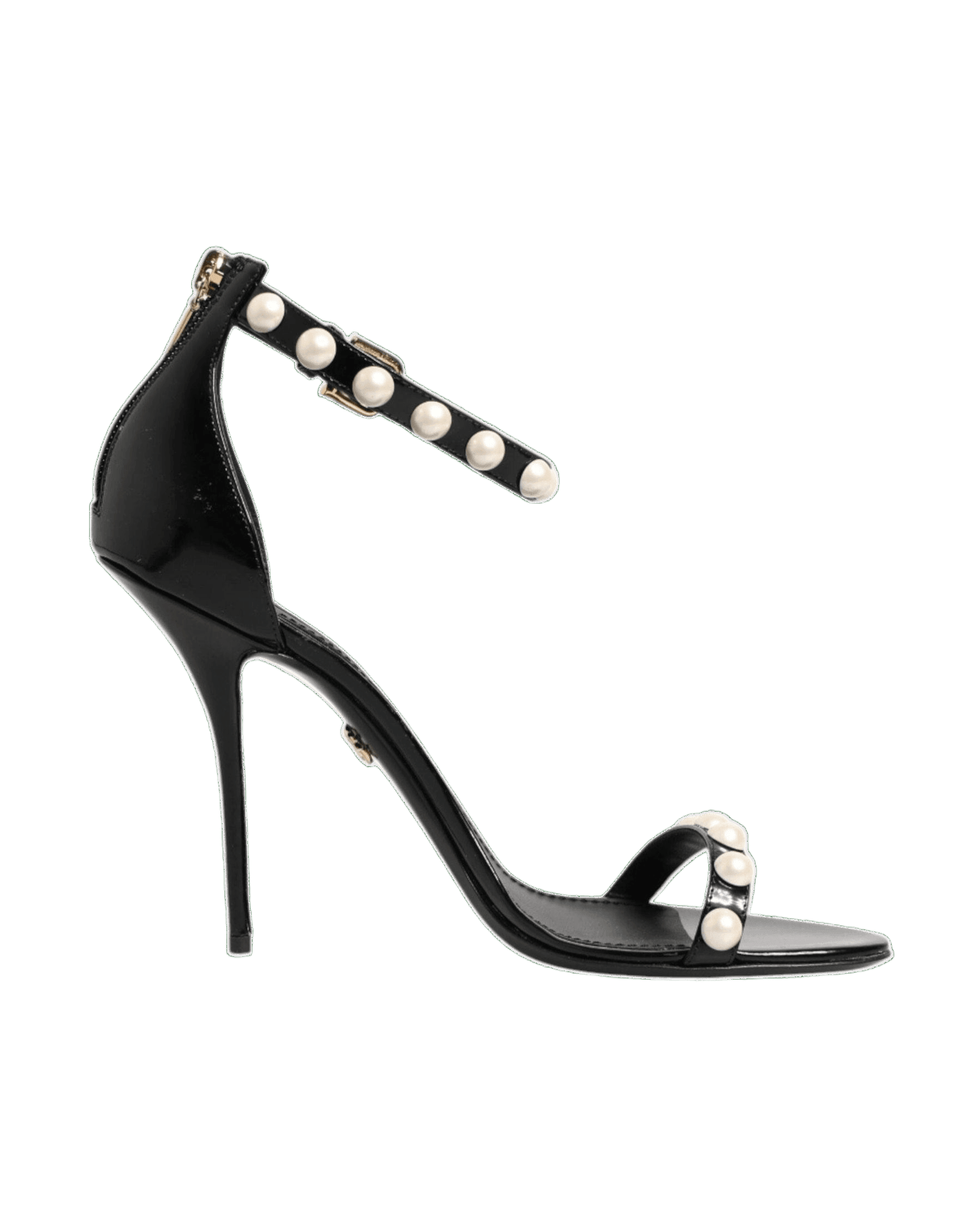 Dolce & Gabbana Black Keira Pearl Embellished Sandals Heels