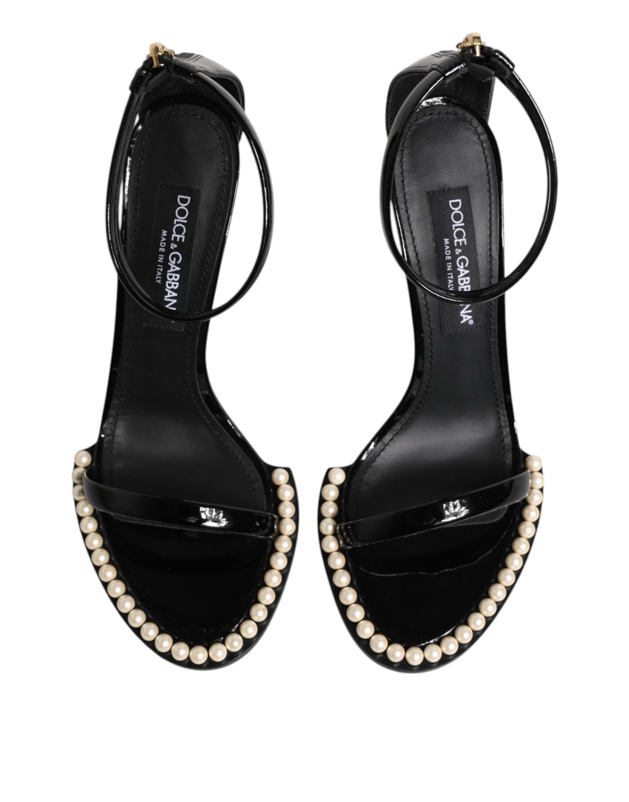 Dolce & Gabbana Black Keira Pearl Embellished Sandals Shoes Glam Steals