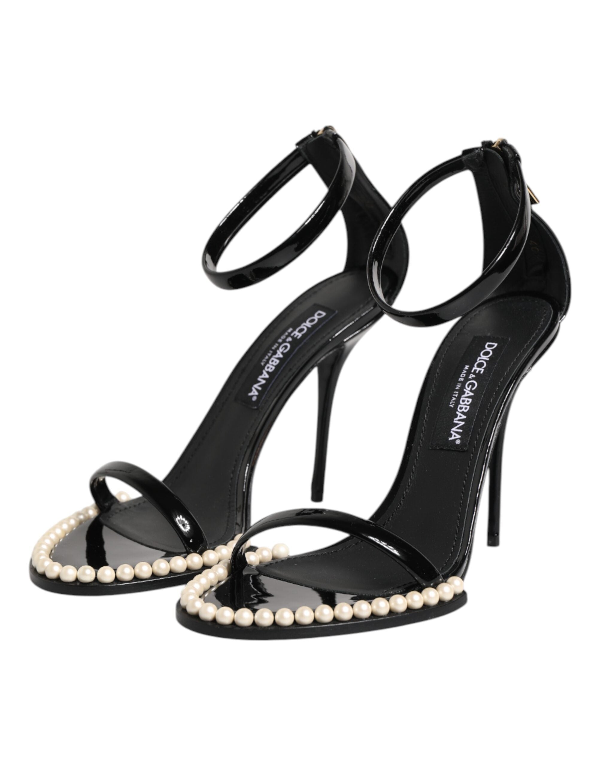 Dolce & Gabbana Black Keira Pearl Embellished Sandals Shoes Glam Steals