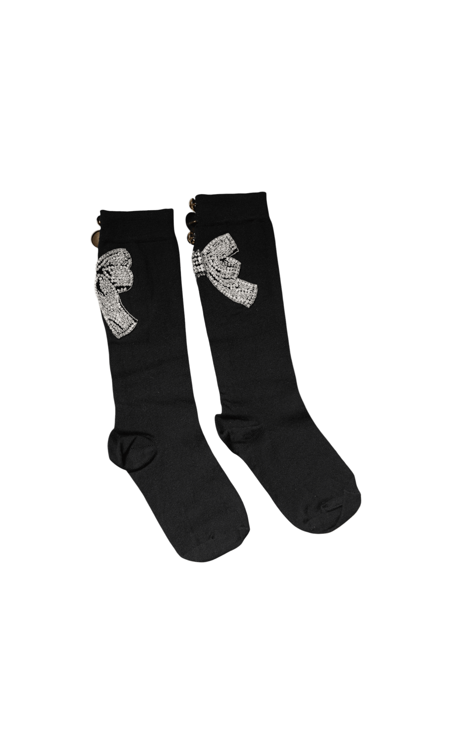 Dolce & Gabbana Black Knit Floral Crystal Embellishment Socks Glam Steals