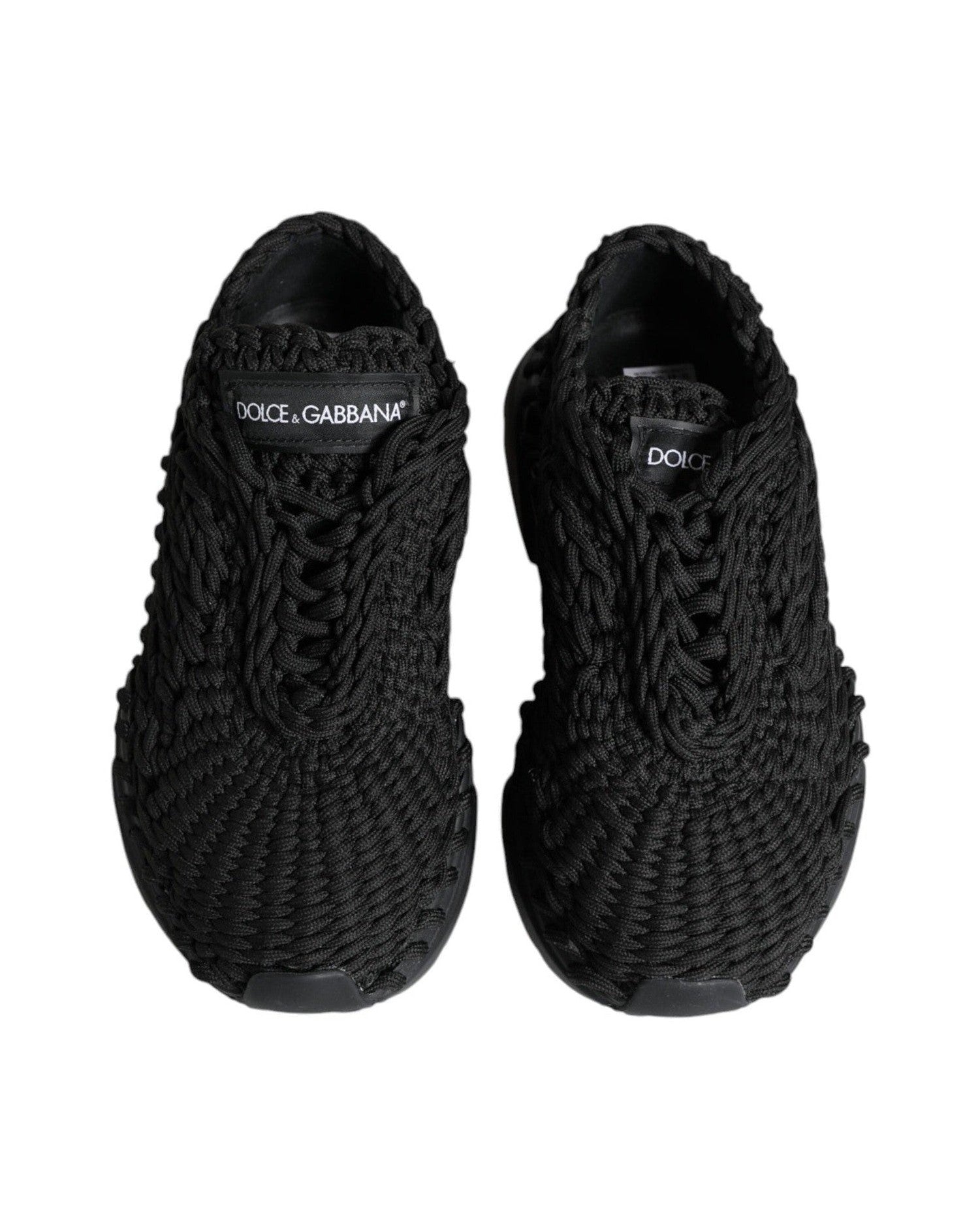 Dolce & Gabbana Black Knitted Daymaster Sneakers Shoes Glam Steals