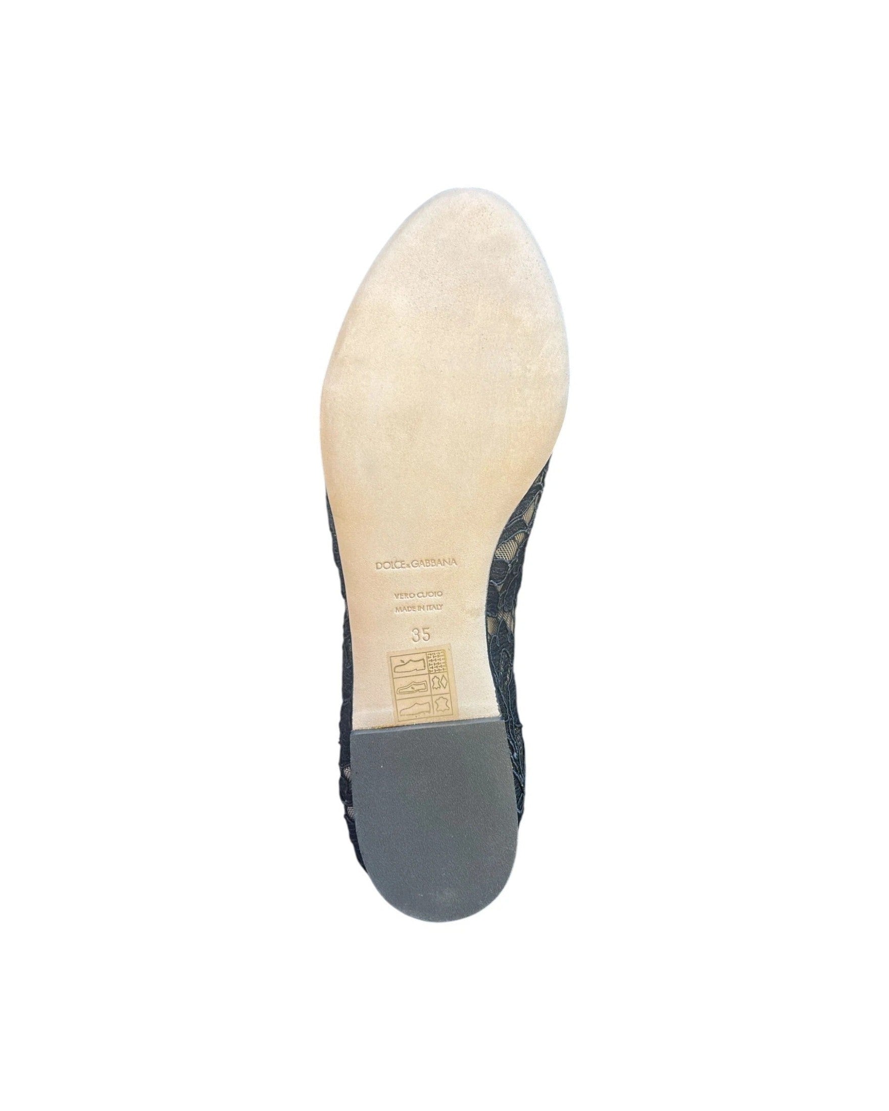 Dolce & Gabbana Black Lace Crystal Ballet Flats Loafer Shoes Flats