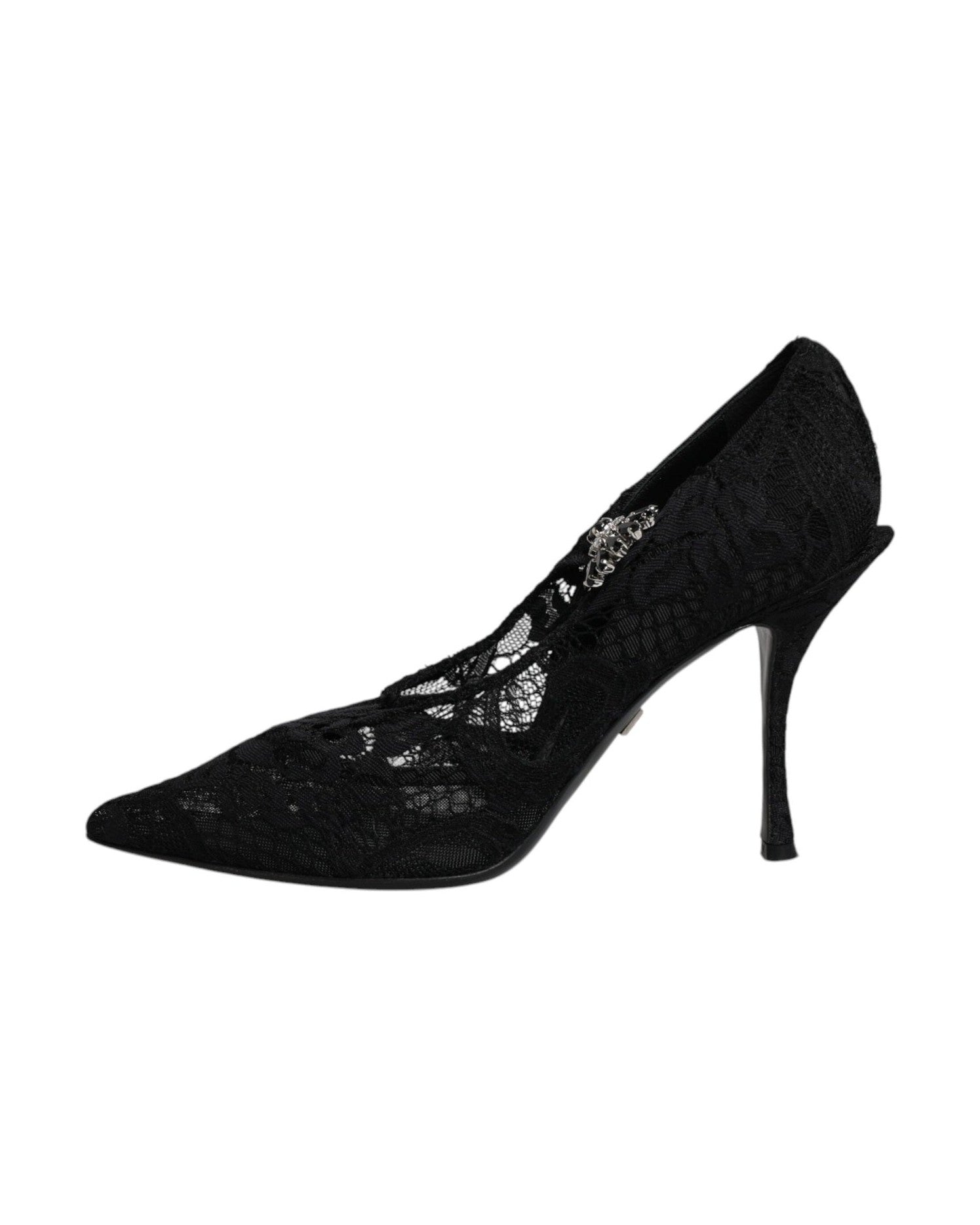 Dolce & Gabbana Black Lace Crystals Mary Jane Pumps Shoes Heels