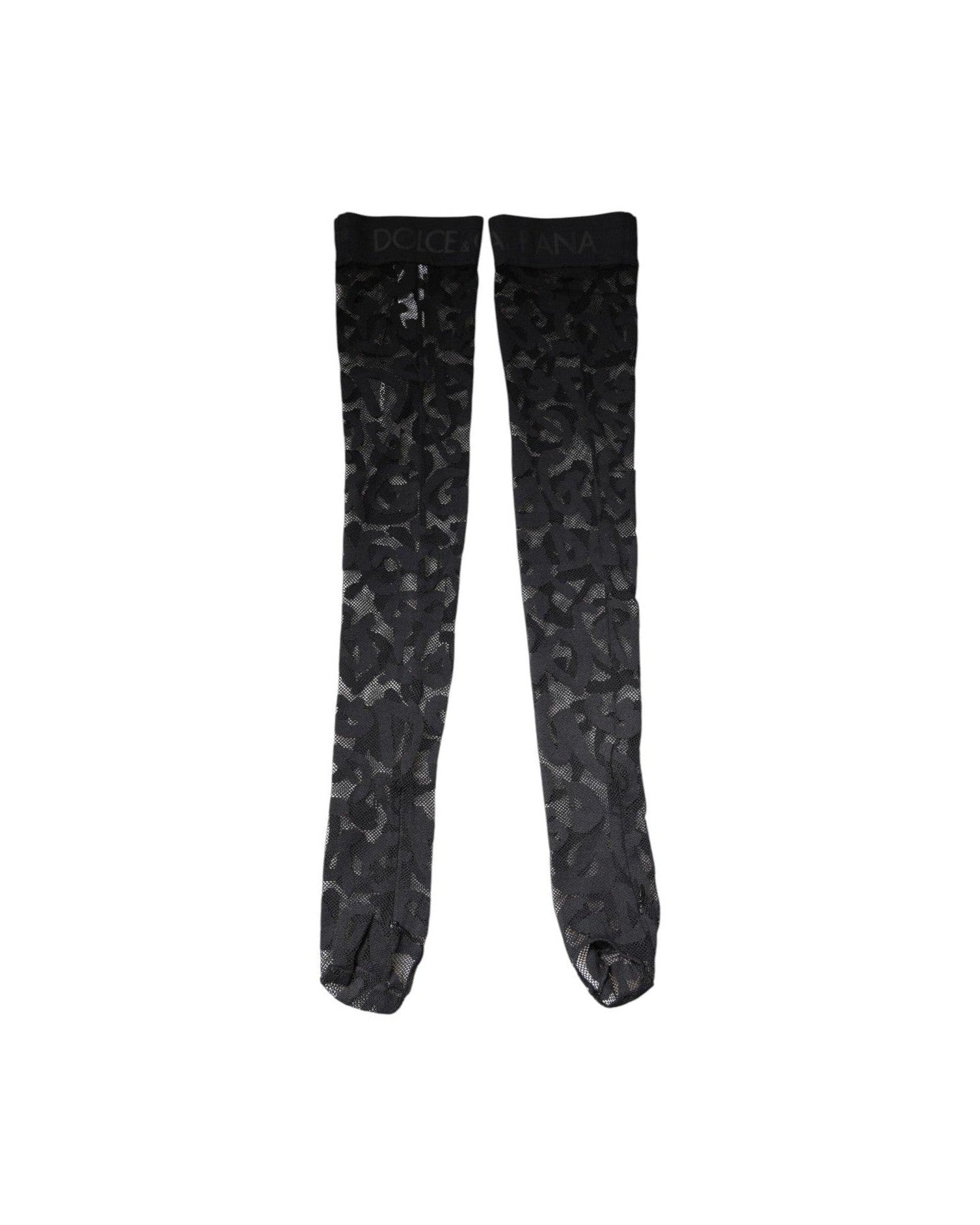 Dolce & Gabbana Black Lace Floral Cotton Stretch Stockings Socks Socks