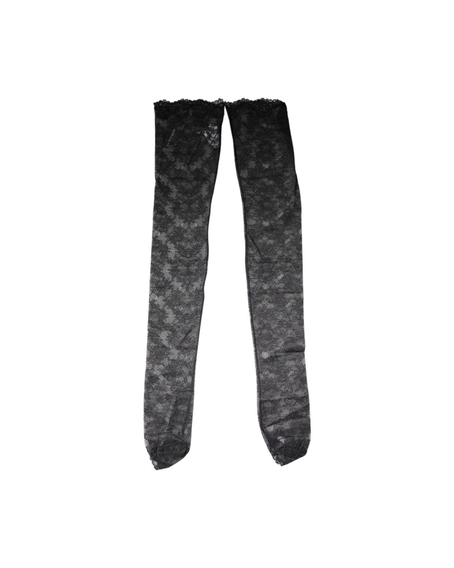 Dolce & Gabbana Black Lace Floral Cotton Stretch Stockings Socks Socks