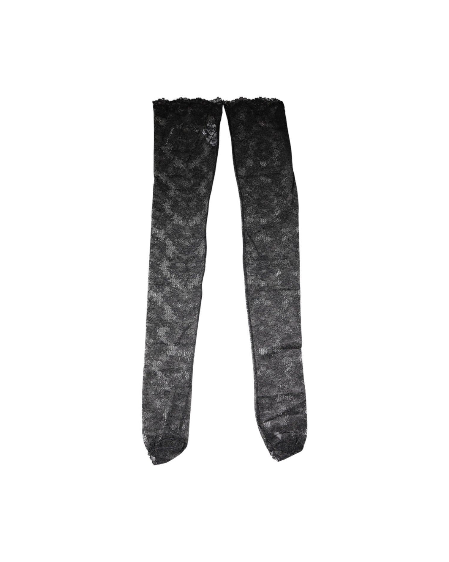 Dolce & Gabbana Black Lace Floral Cotton Stretch Stockings Socks Socks