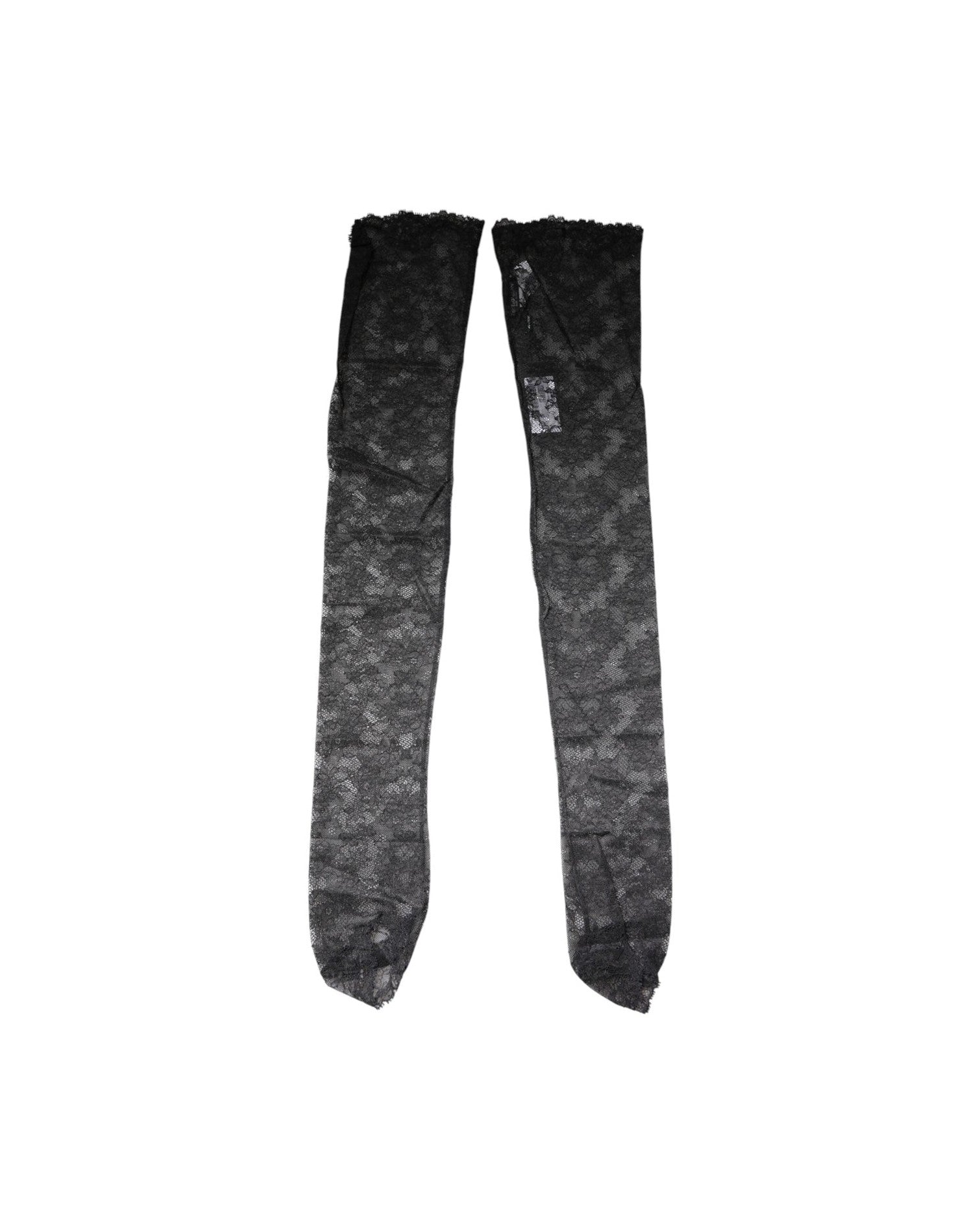 Dolce & Gabbana Black Lace Floral Cotton Stretch Stockings Socks Socks