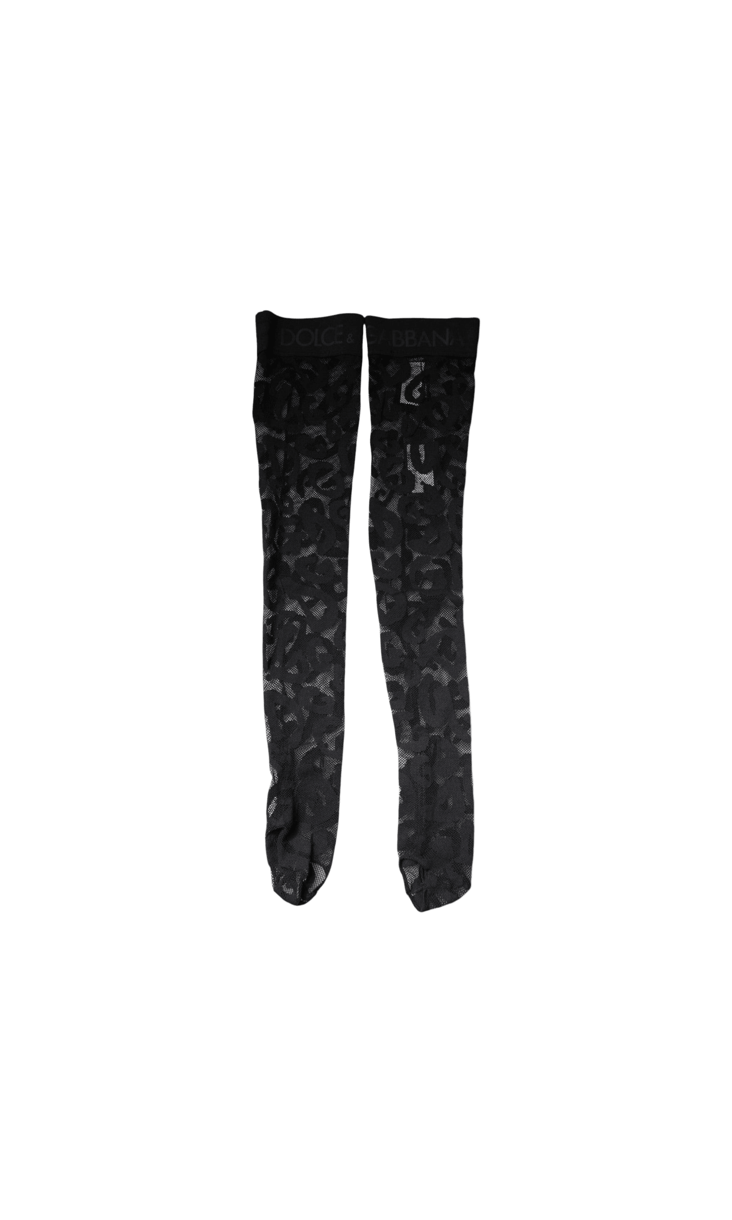 Dolce & Gabbana Black Lace Floral Cotton Stretch Stockings Socks Glam Steals