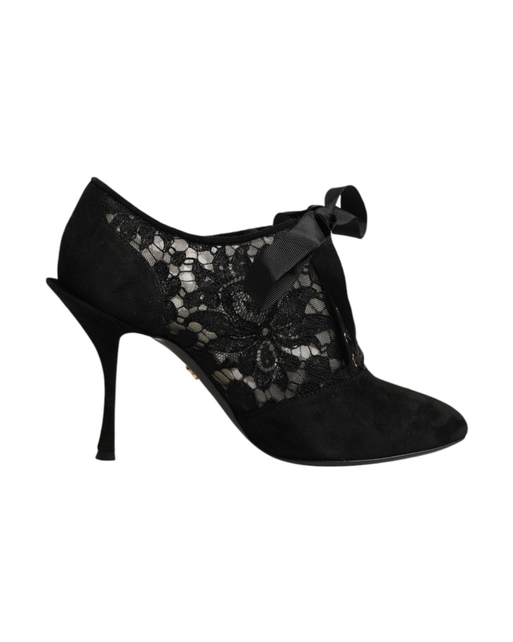 Dolce & Gabbana Black Lace Floral High Heels Ups Pumps Shoes Heels