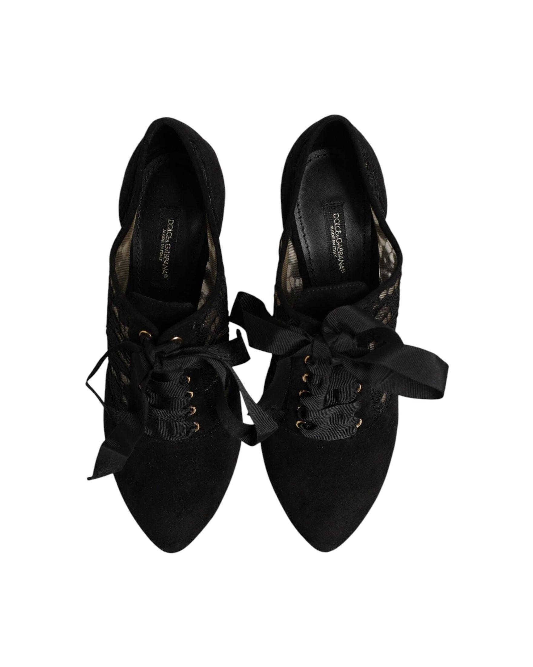 Dolce & Gabbana Black Lace Floral High Heels Ups Pumps Shoes Glam Steals