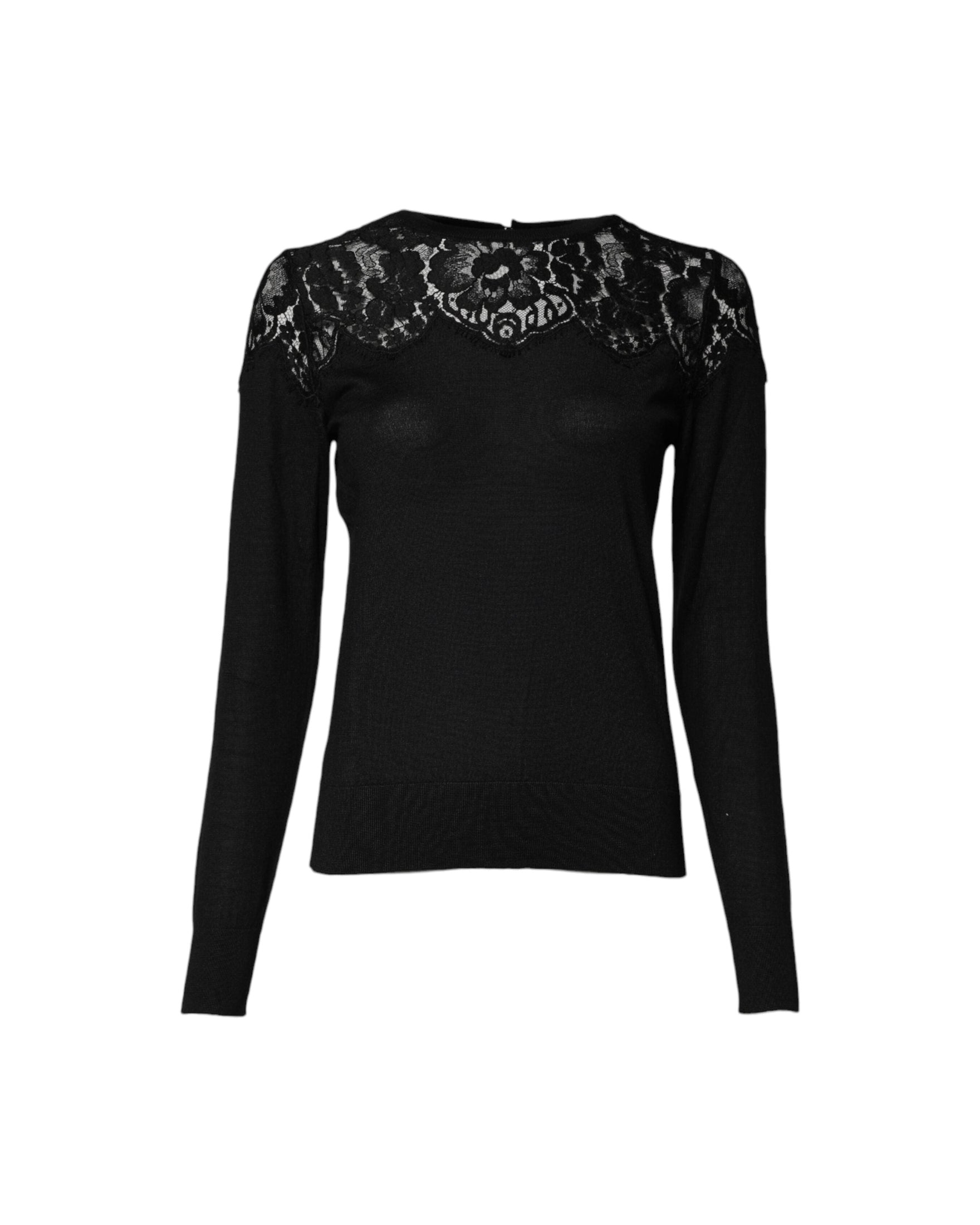 Dolce & Gabbana Black Lace Floral Long Sleeves Blouse Top Glam Steals