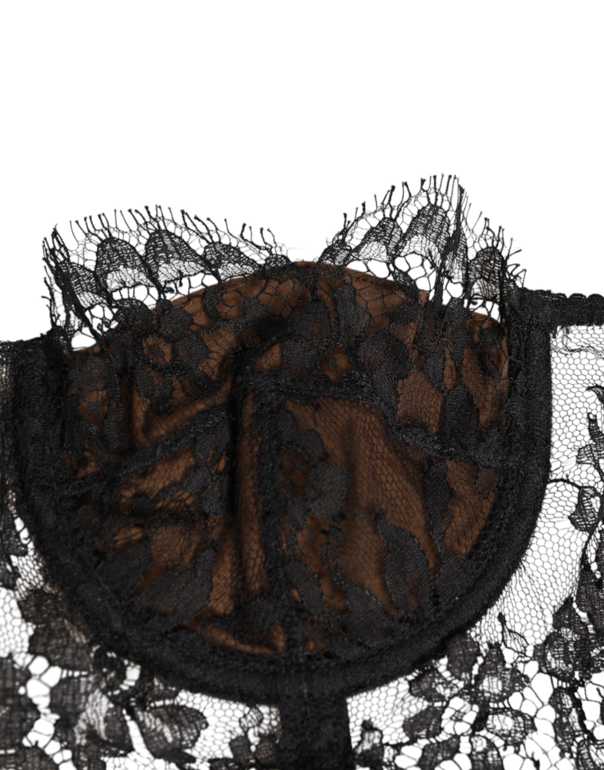 Dolce & Gabbana Black Lace Floral Strapless Bustier Underwear Glam Steals