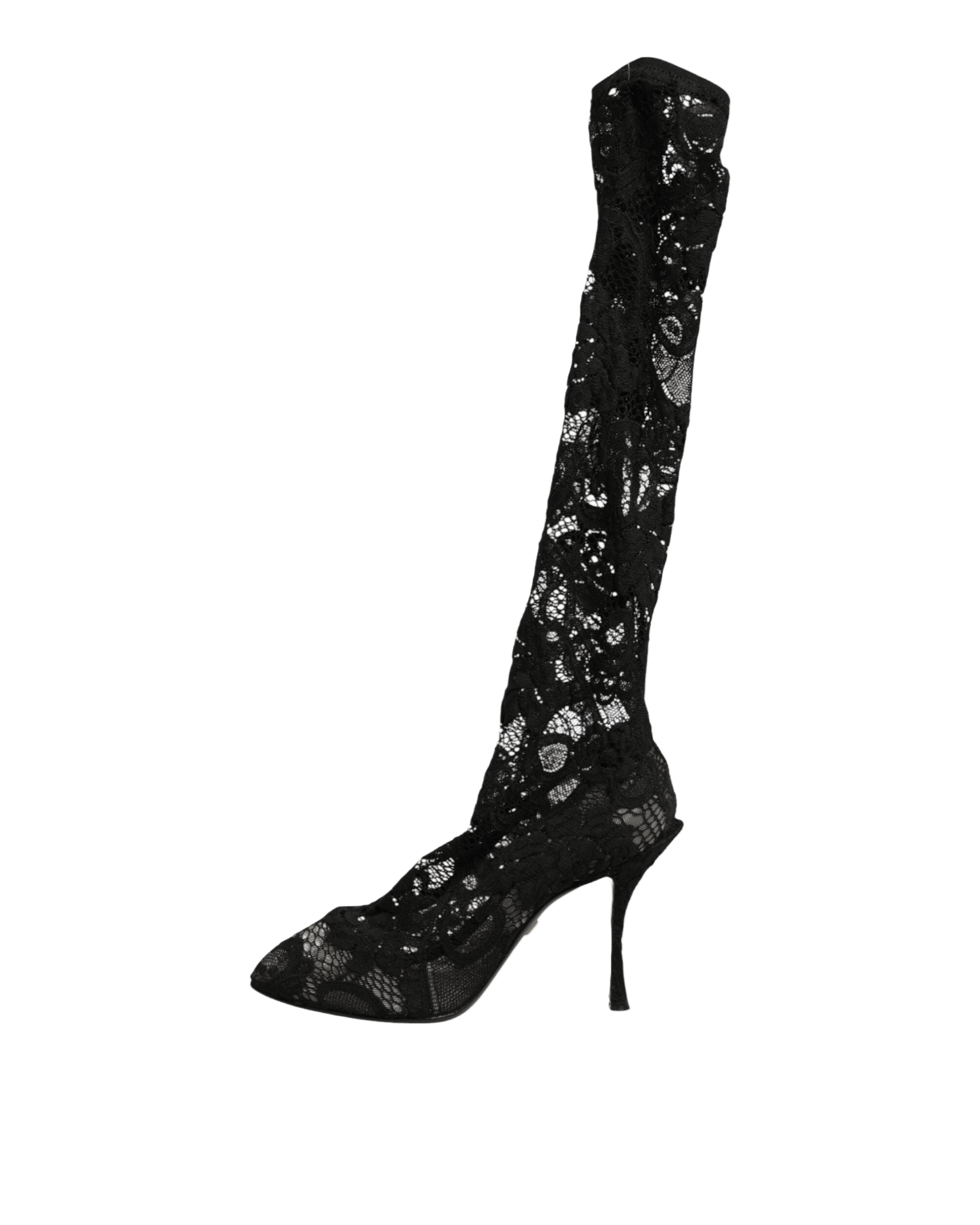 Dolce & Gabbana Black Lace Pumps Taormina Socks Boots Shoes Glam Steals