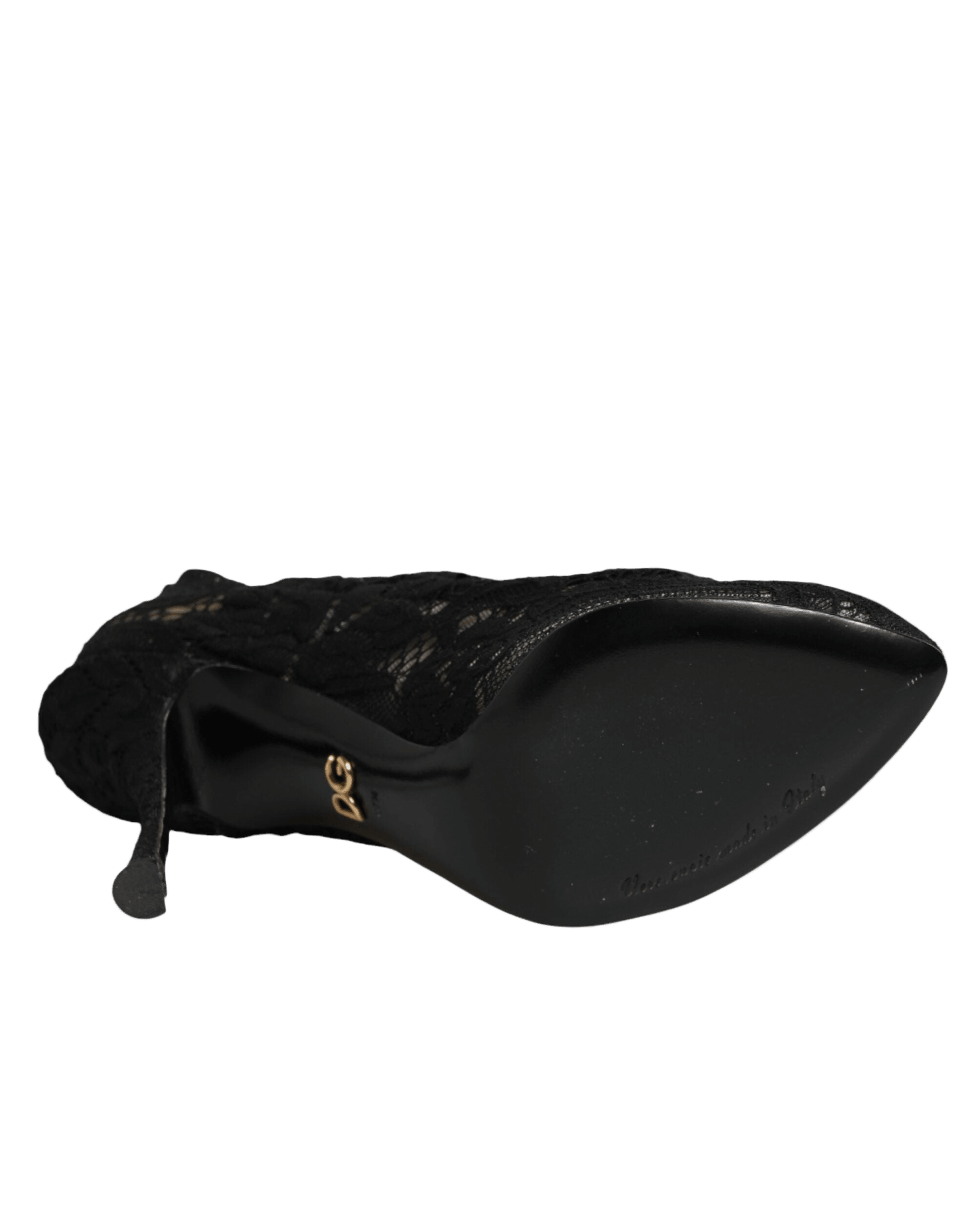 Dolce & Gabbana Black Lace Pumps Taormina Socks Boots Shoes Glam Steals