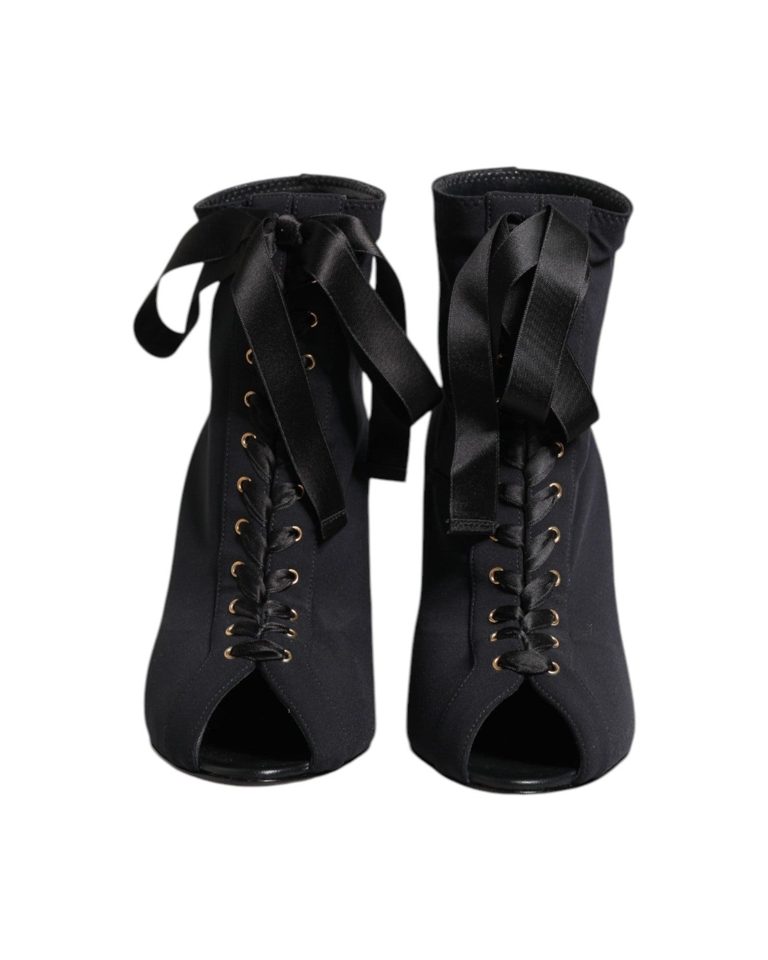 Dolce & Gabbana Black Lace Stiletto Heels Up Boots Shoes Boots