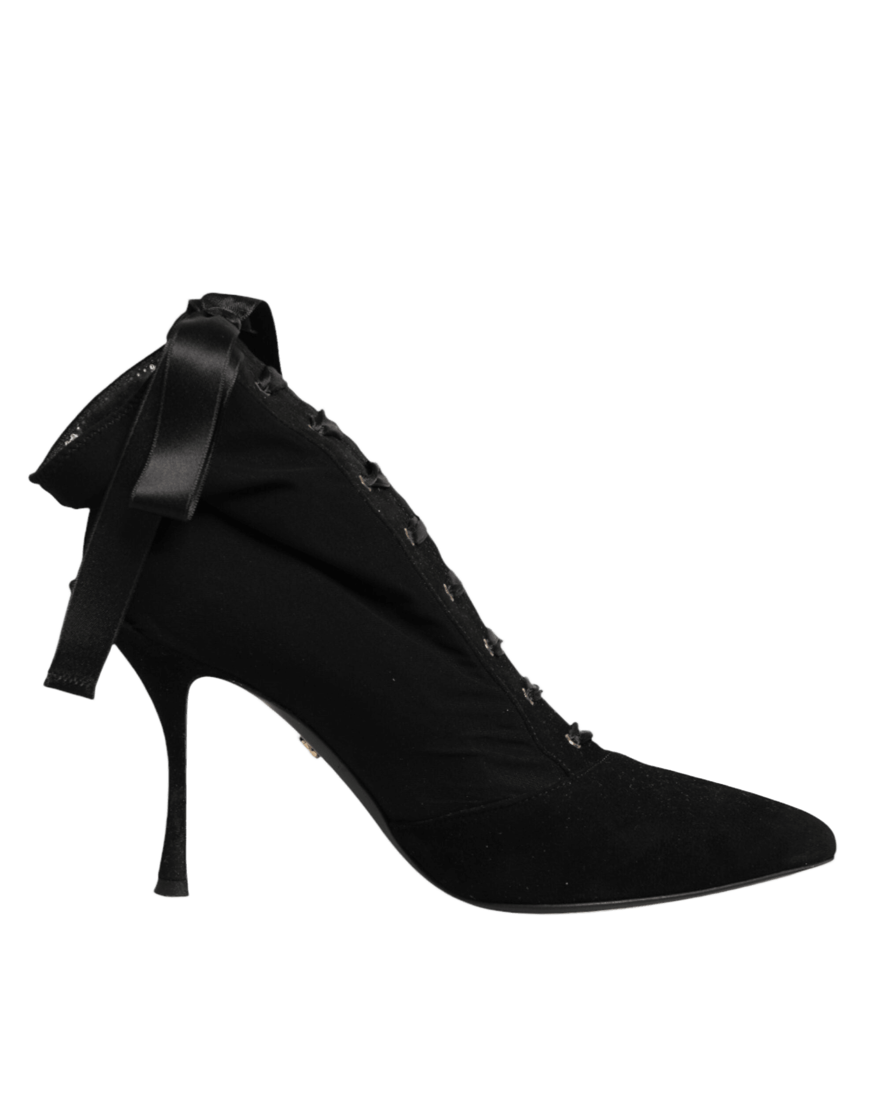 Dolce & Gabbana Black Lace Stiletto Heels Up Boots Shoes Glam Steals