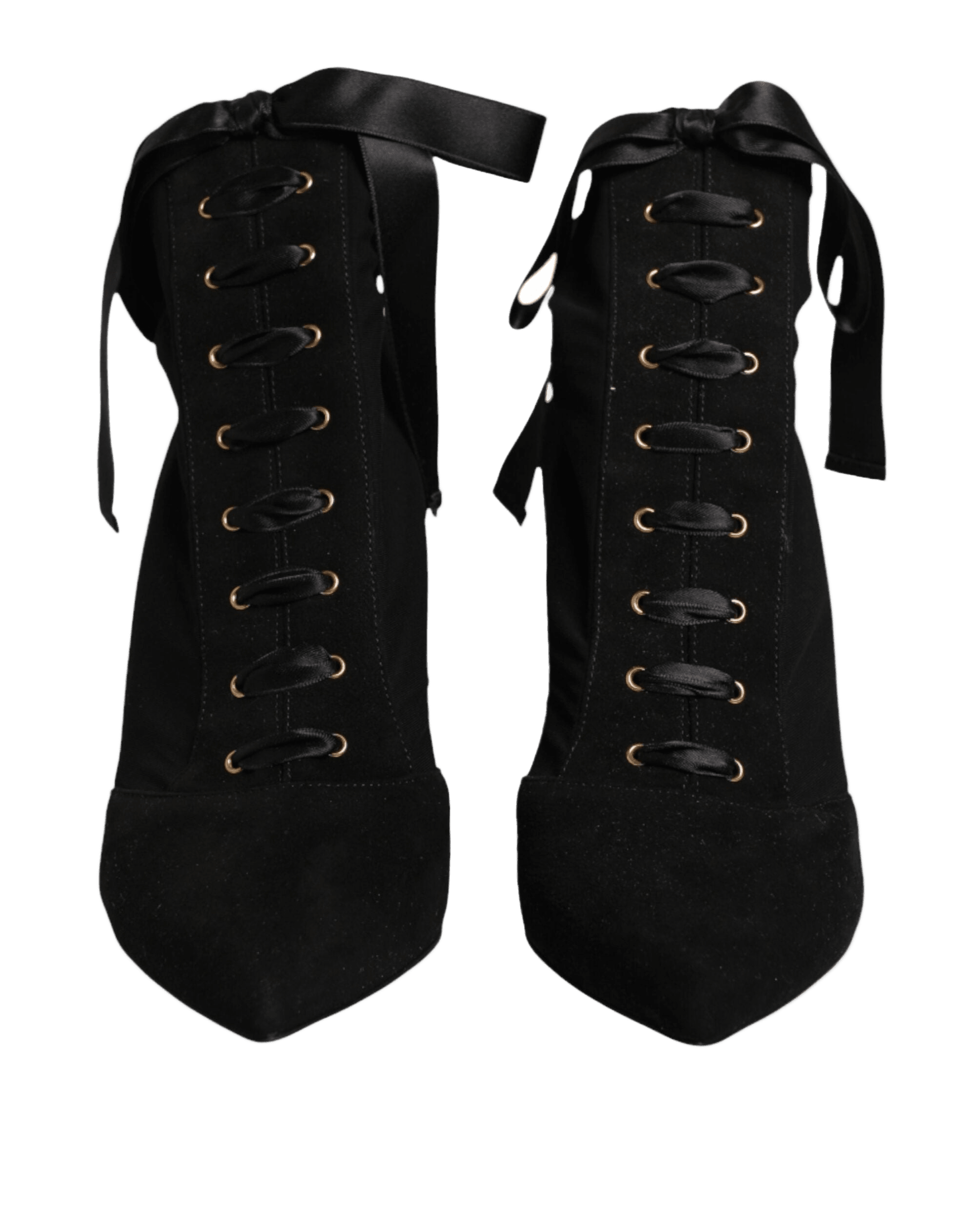 Dolce & Gabbana Black Lace Stiletto Heels Up Boots Shoes Boots