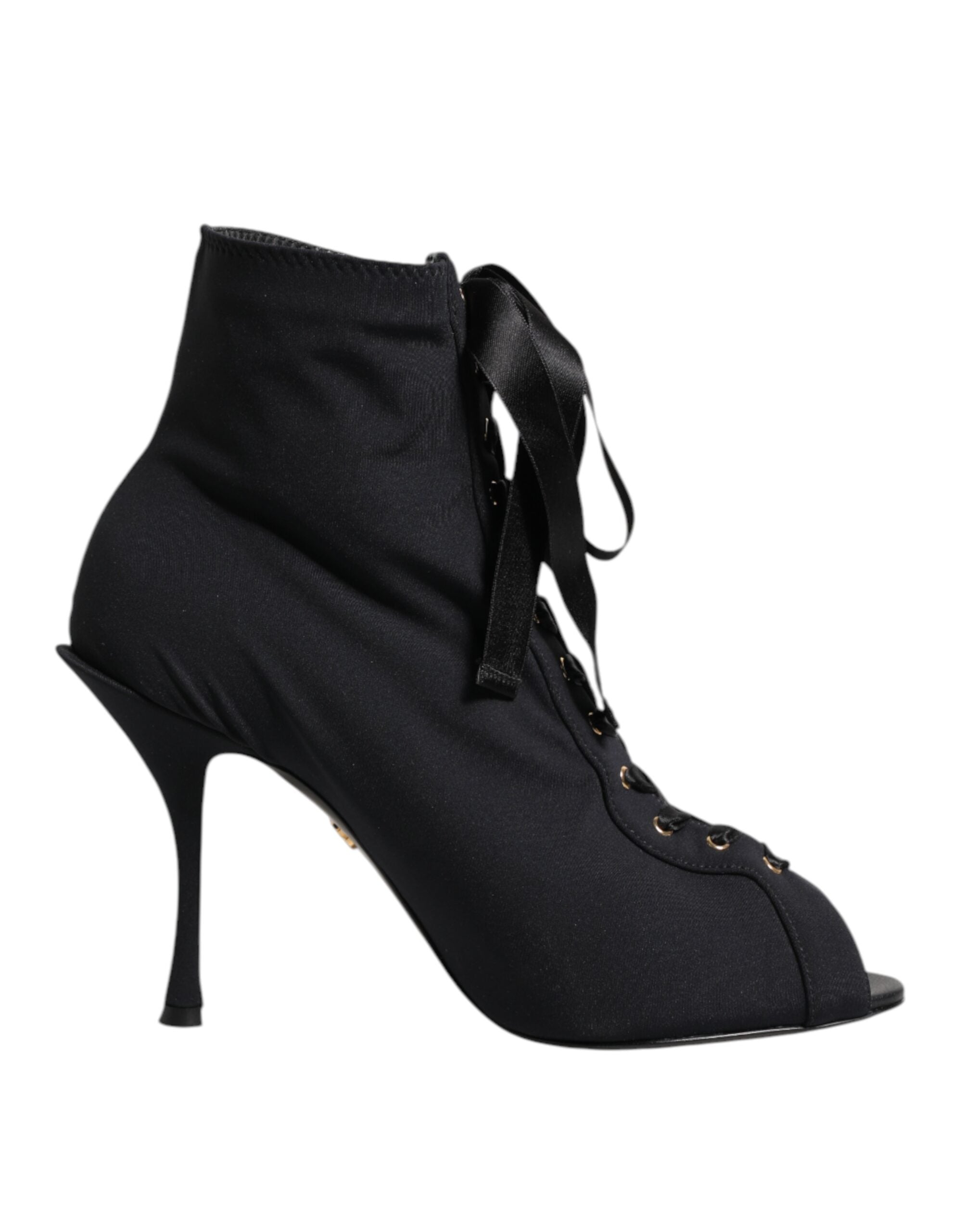 Dolce & Gabbana Black Lace Stiletto Heels Up Boots Shoes Glam Steals