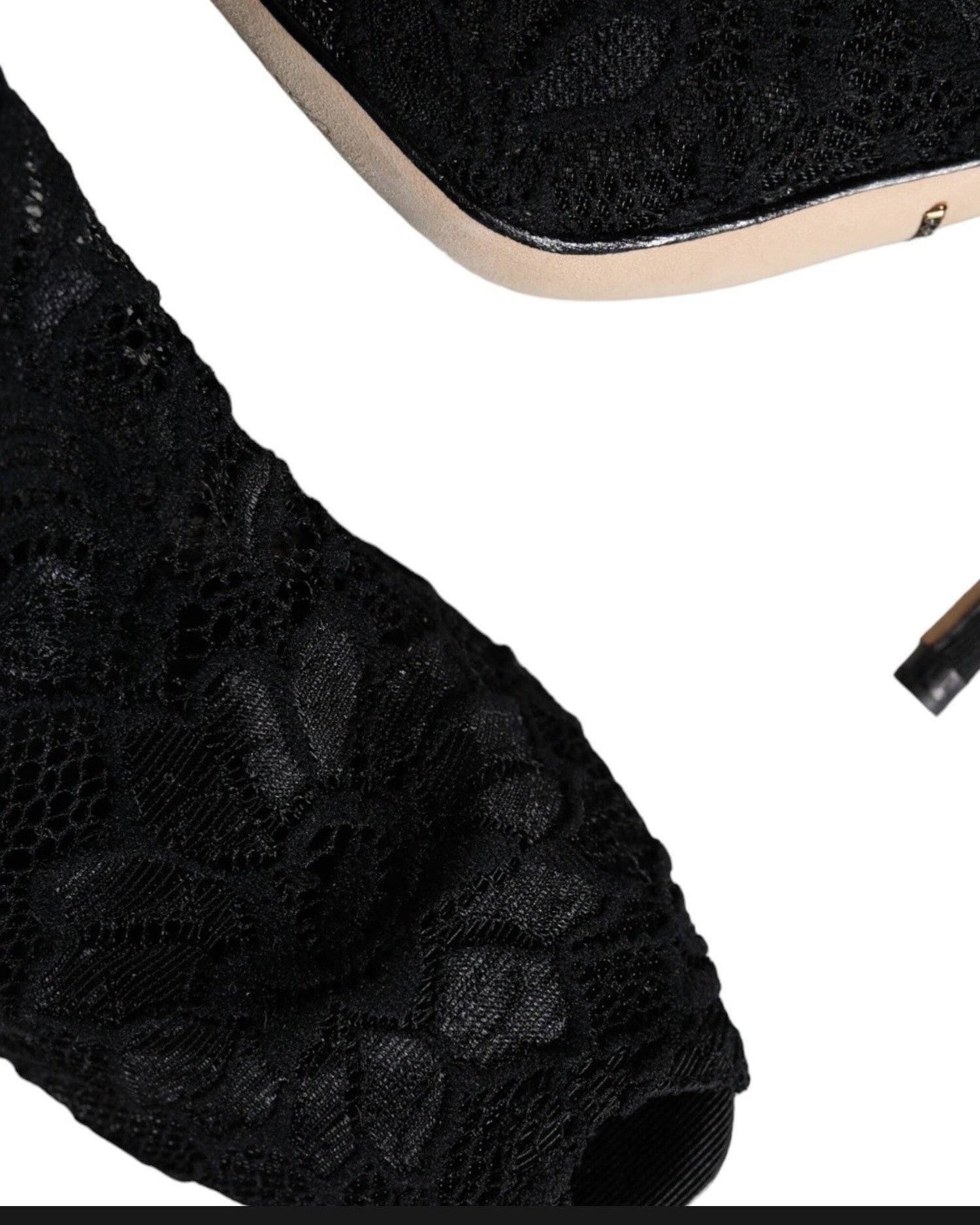 Dolce & Gabbana Black Lace Stretch Heels Mid Calf Boot Shoes Glam Steals