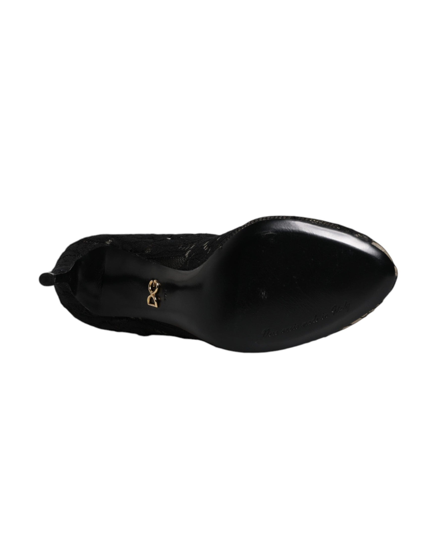 Dolce & Gabbana Black Lace Stretch Heels Mid Calf Boots Shoes Glam Steals