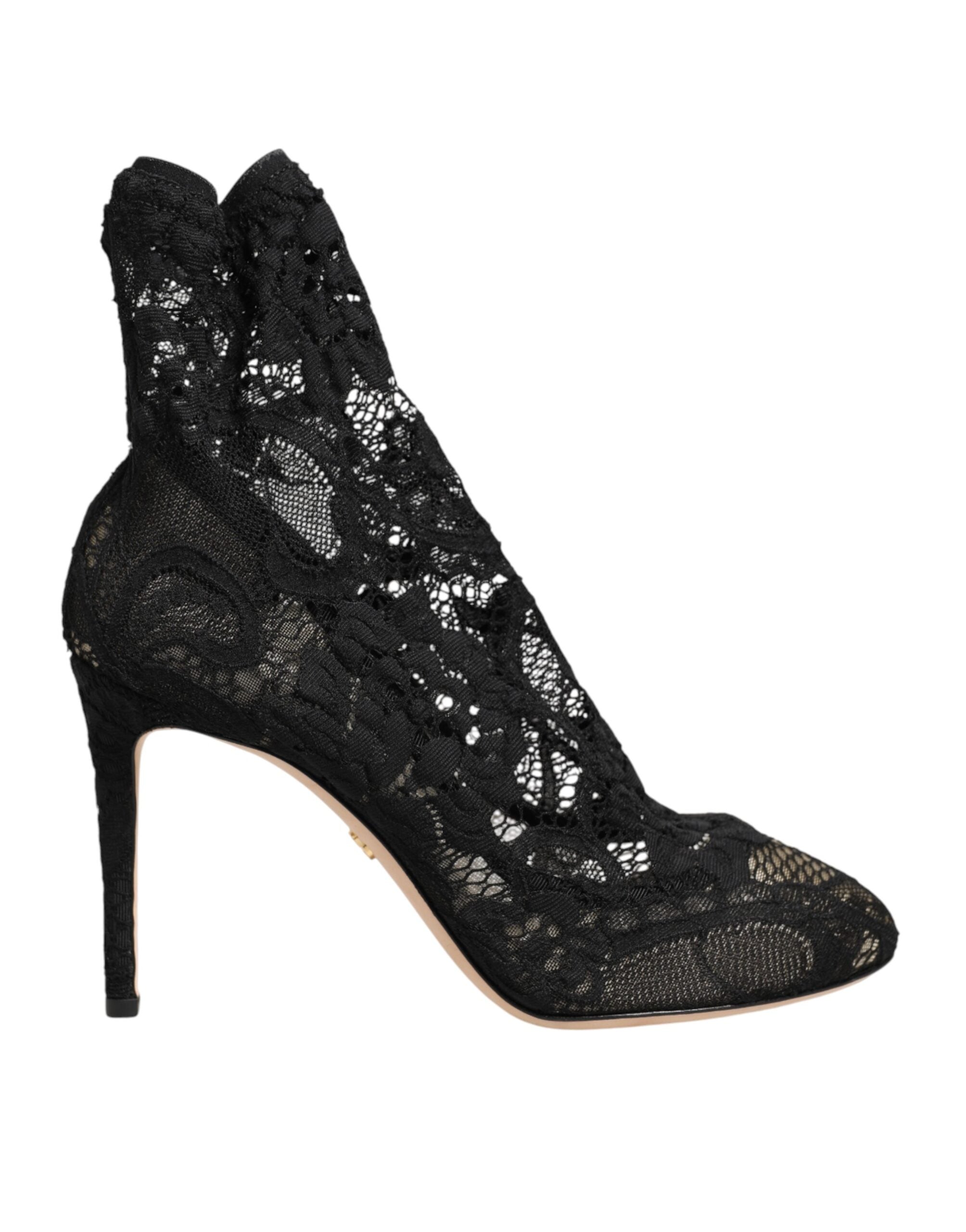 Dolce & Gabbana Black Lace Stretch Socks Taormina Boot Shoes Glam Steals