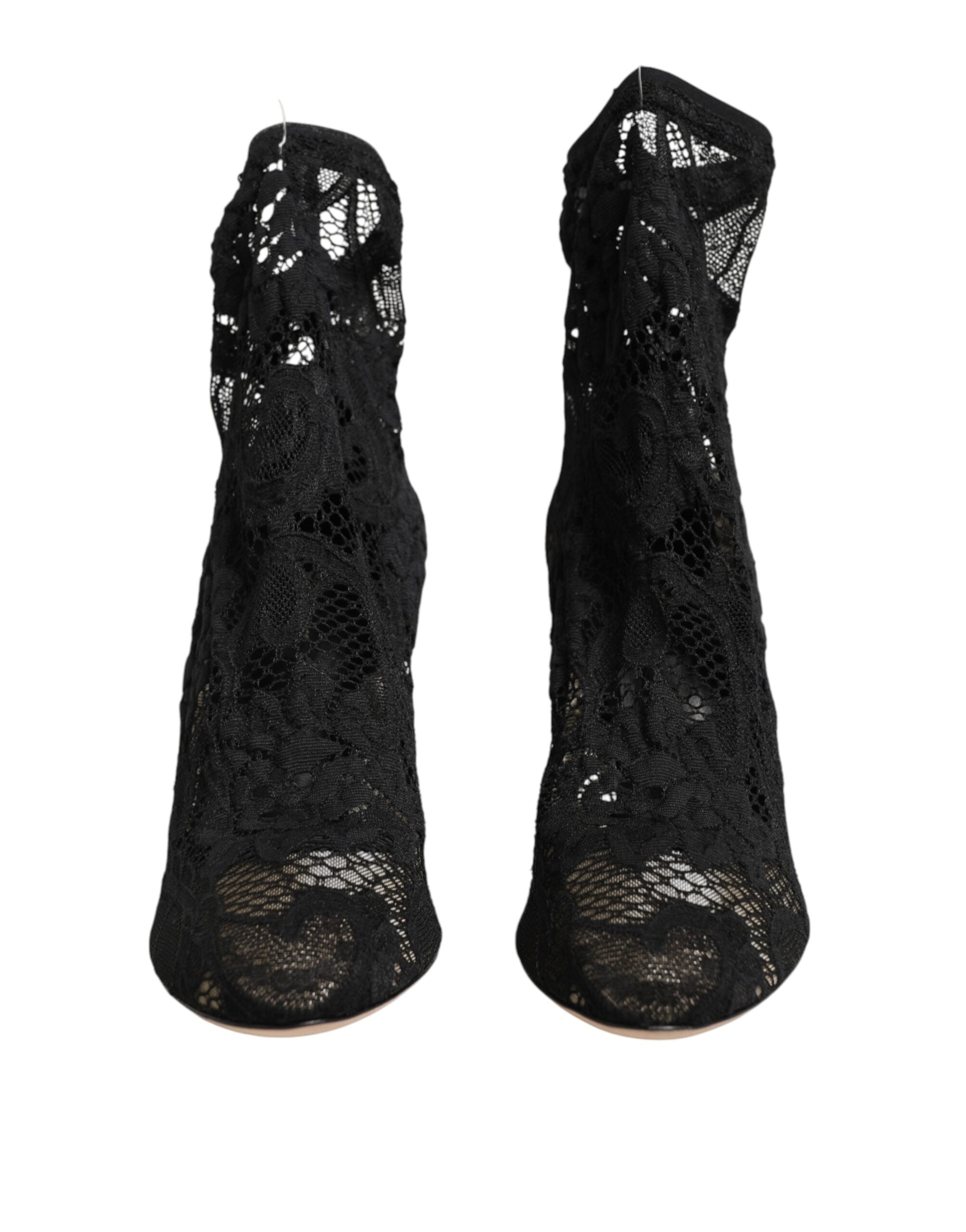 Dolce & Gabbana Black Lace Stretch Socks Taormina Boot Shoes Glam Steals