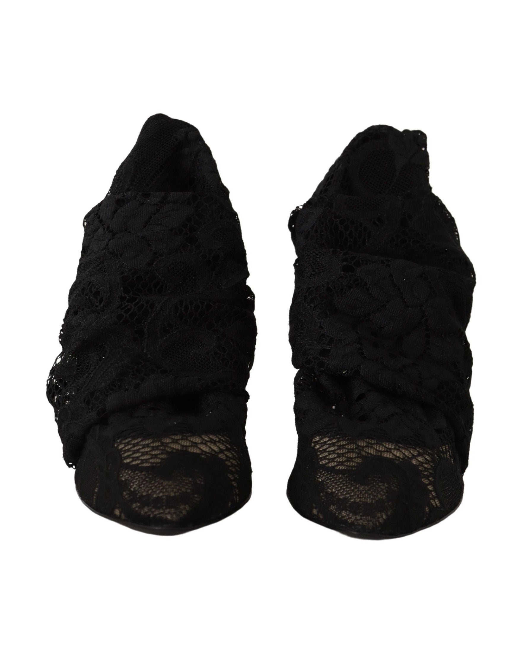 Dolce & Gabbana Black Lace Stretch Socks Taormina Boots Glam Steals