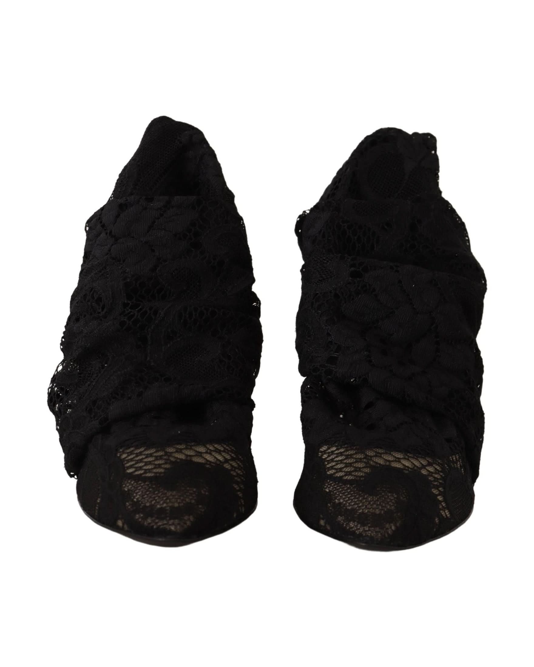 Dolce & Gabbana Black Lace Stretch Socks Taormina Boots Boots