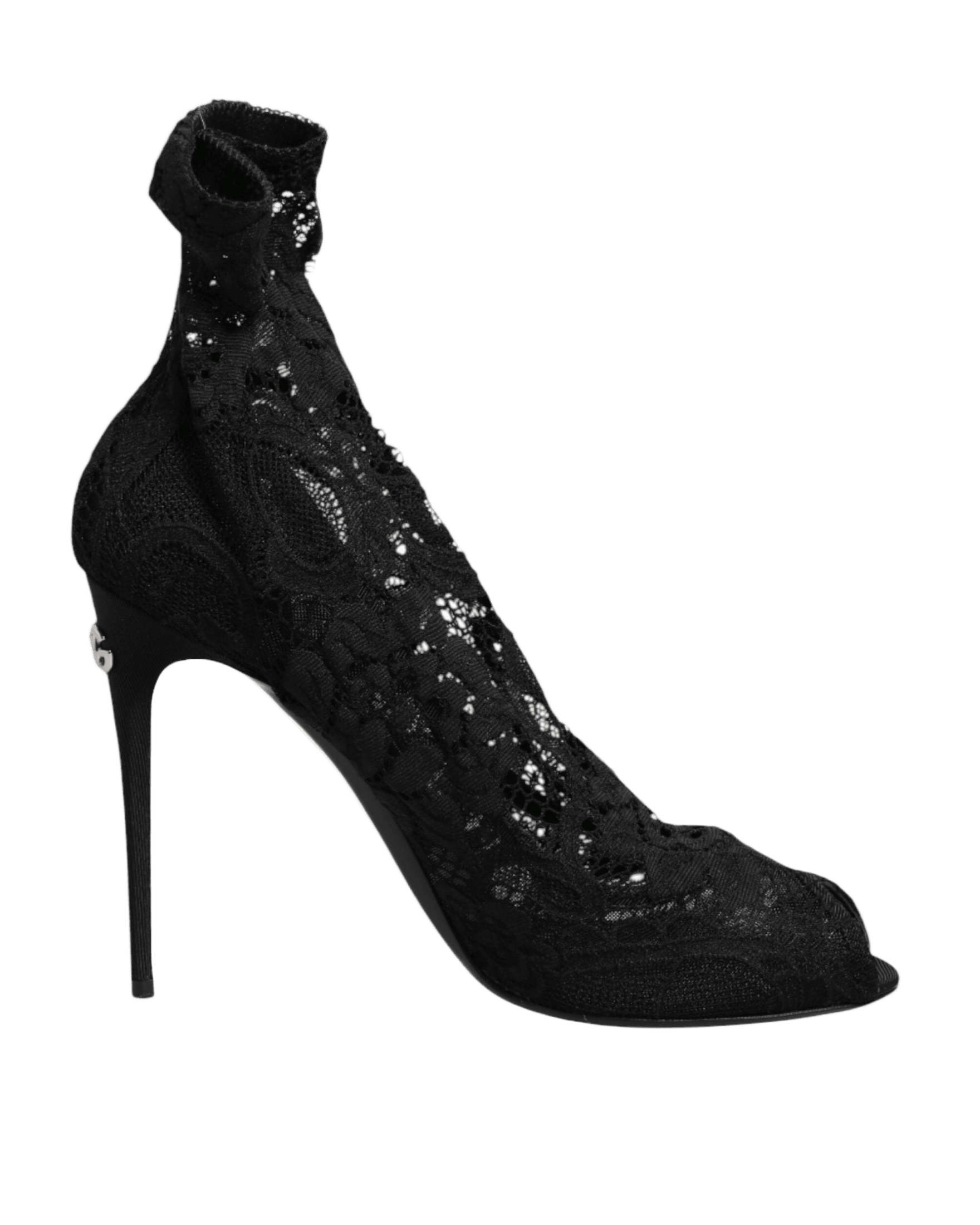 Dolce & Gabbana Black Lace Stretch Taormina Boots Shoes Glam Steals